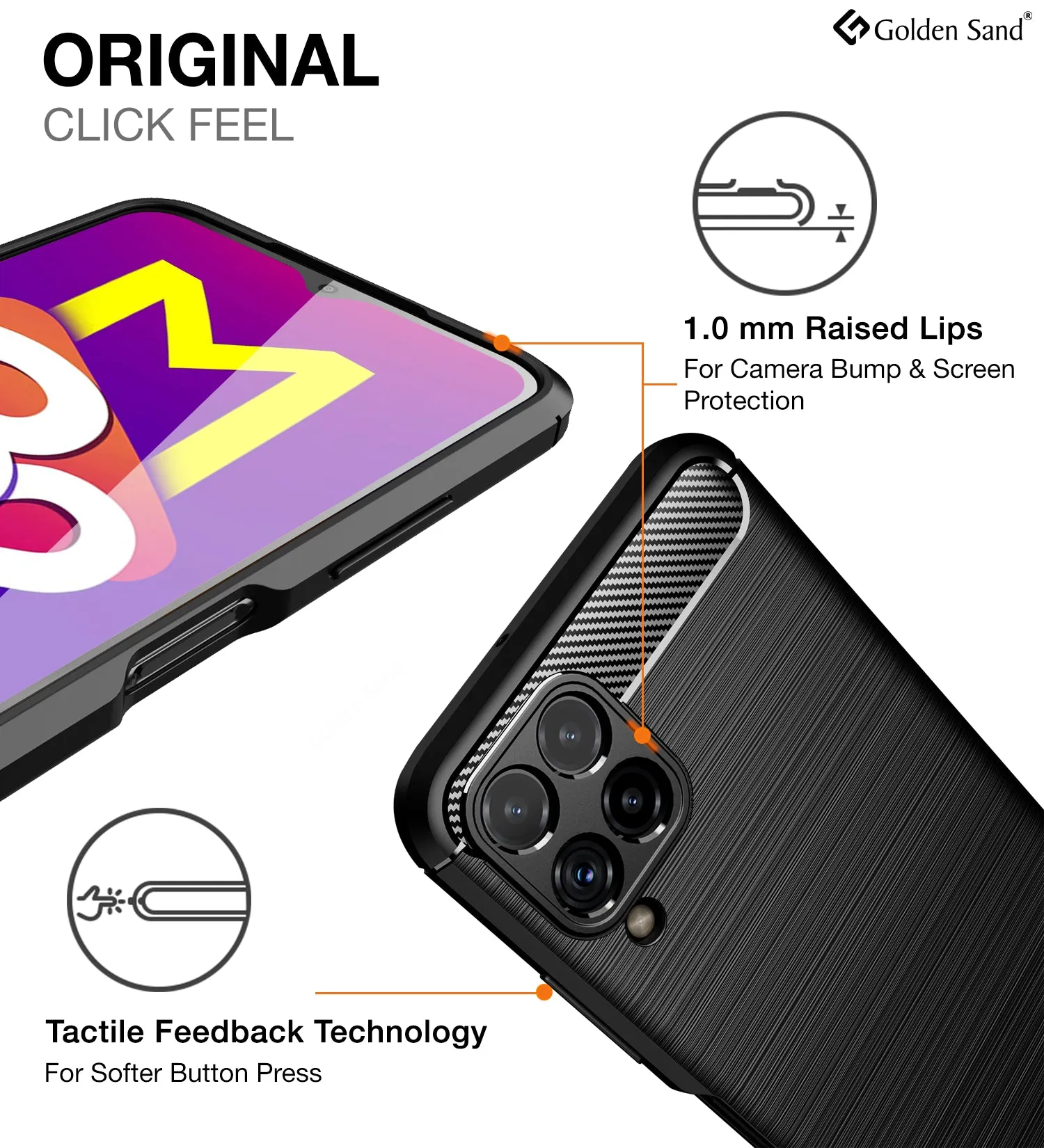 Carbon Fibre Series Shockproof Armor Back Cover for Samsung Galaxy M32 4G, Samsung Galaxy F22, 6.4 inch, Black