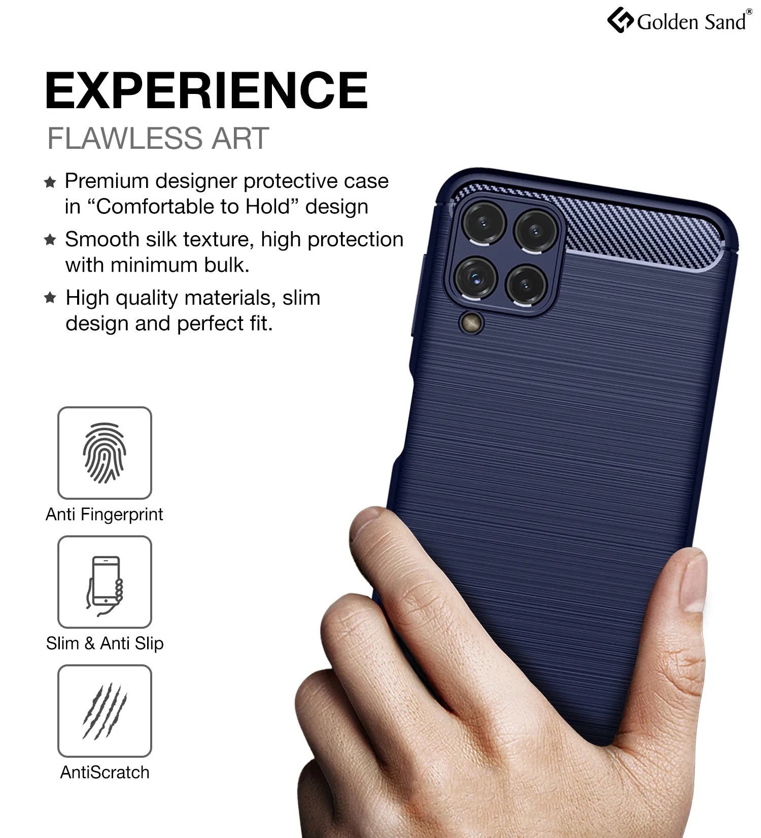 Carbon Fibre Series Shockproof Armor Back Cover for Samsung Galaxy M32 4G, Samsung Galaxy F22, 6.4 inch, Blue