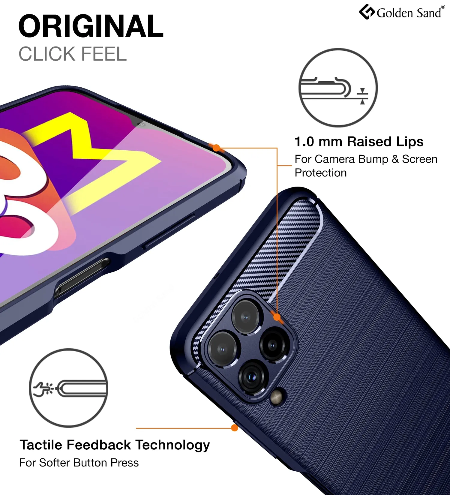 Carbon Fibre Series Shockproof Armor Back Cover for Samsung Galaxy M32 4G, Samsung Galaxy F22, 6.4 inch, Blue