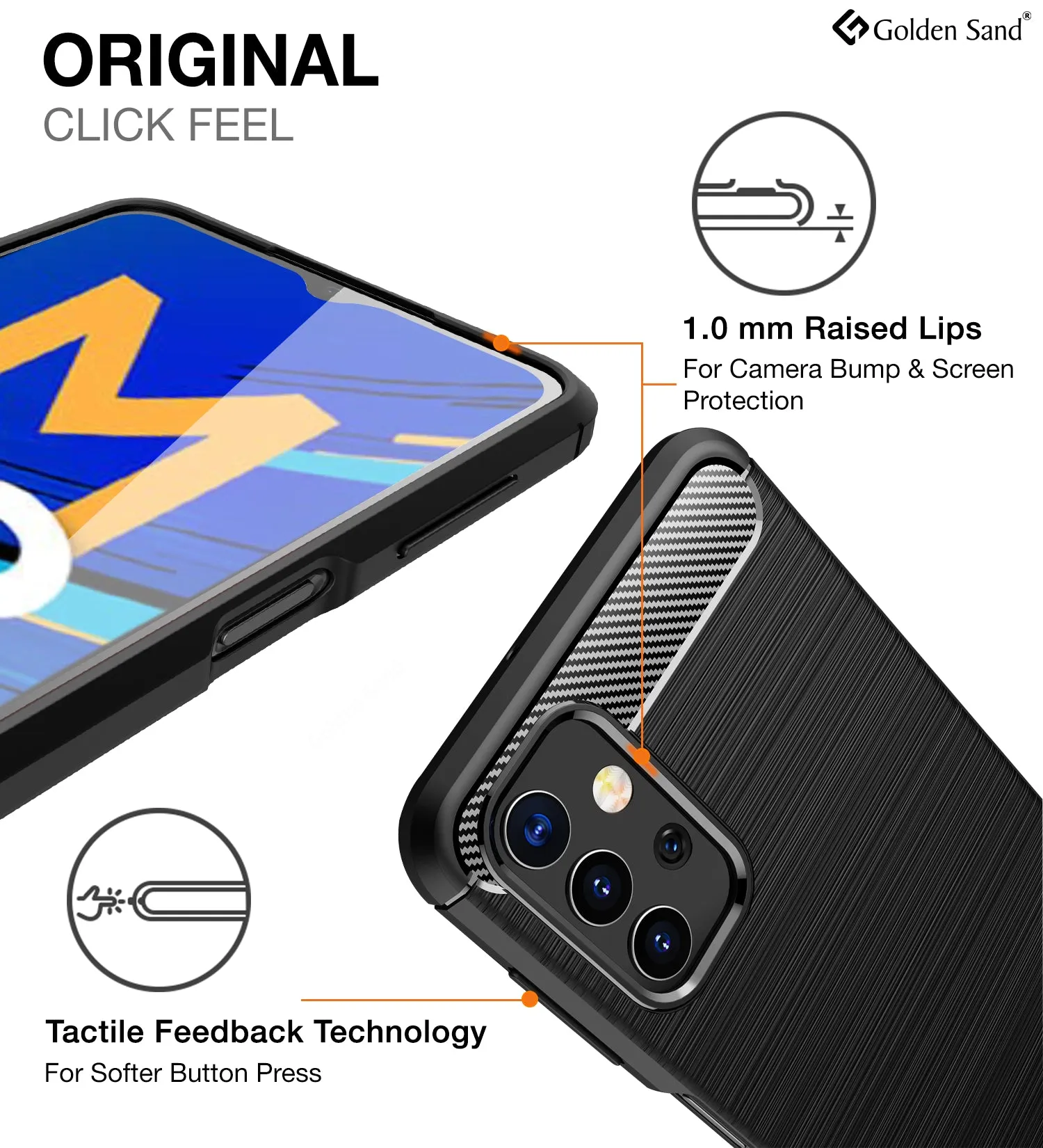 Carbon Fibre Series Shockproof Armor Back Cover for Samsung Galaxy M32 5G, 6.5 inch, Black