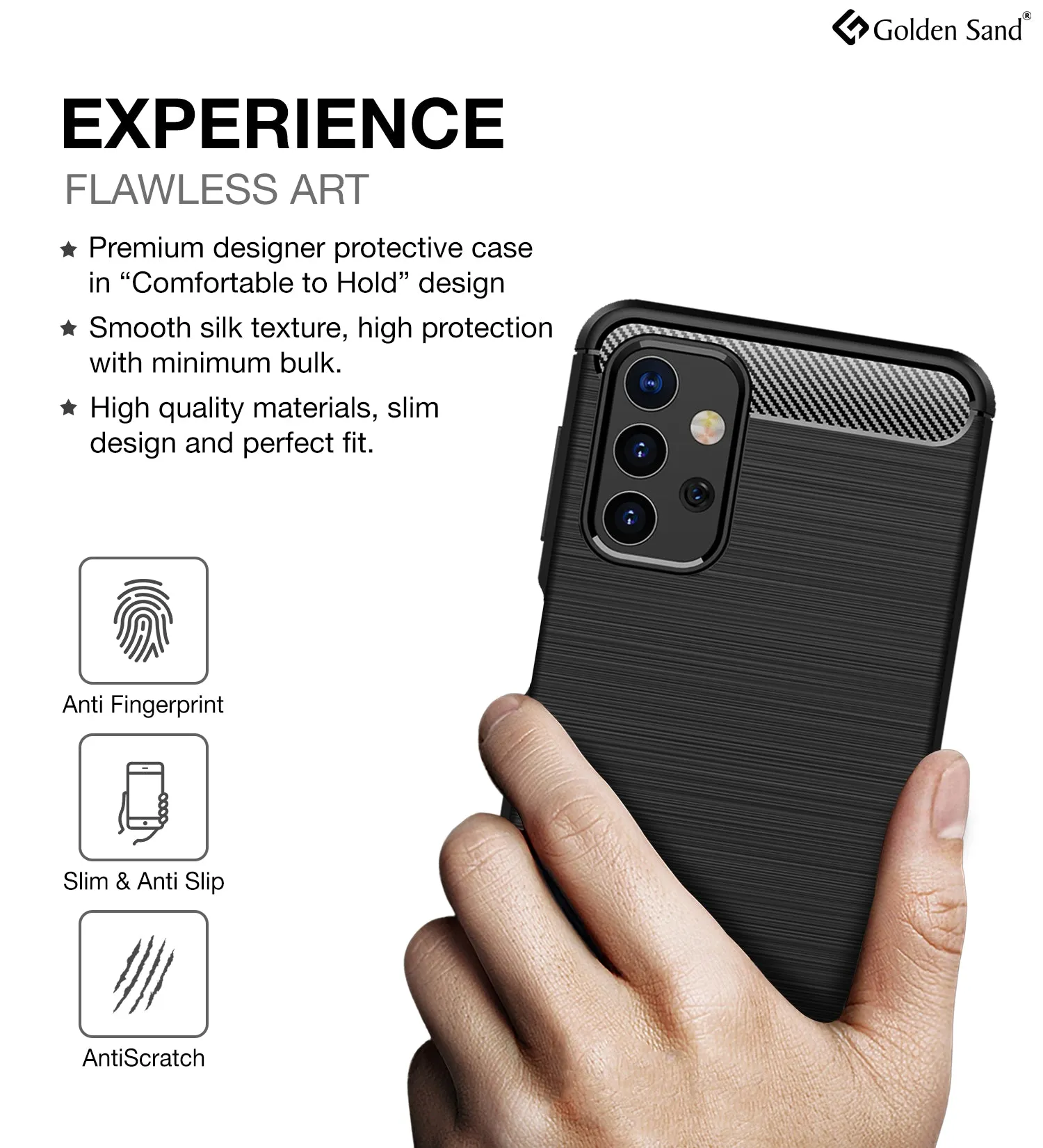 Carbon Fibre Series Shockproof Armor Back Cover for Samsung Galaxy M32 5G, 6.5 inch, Black