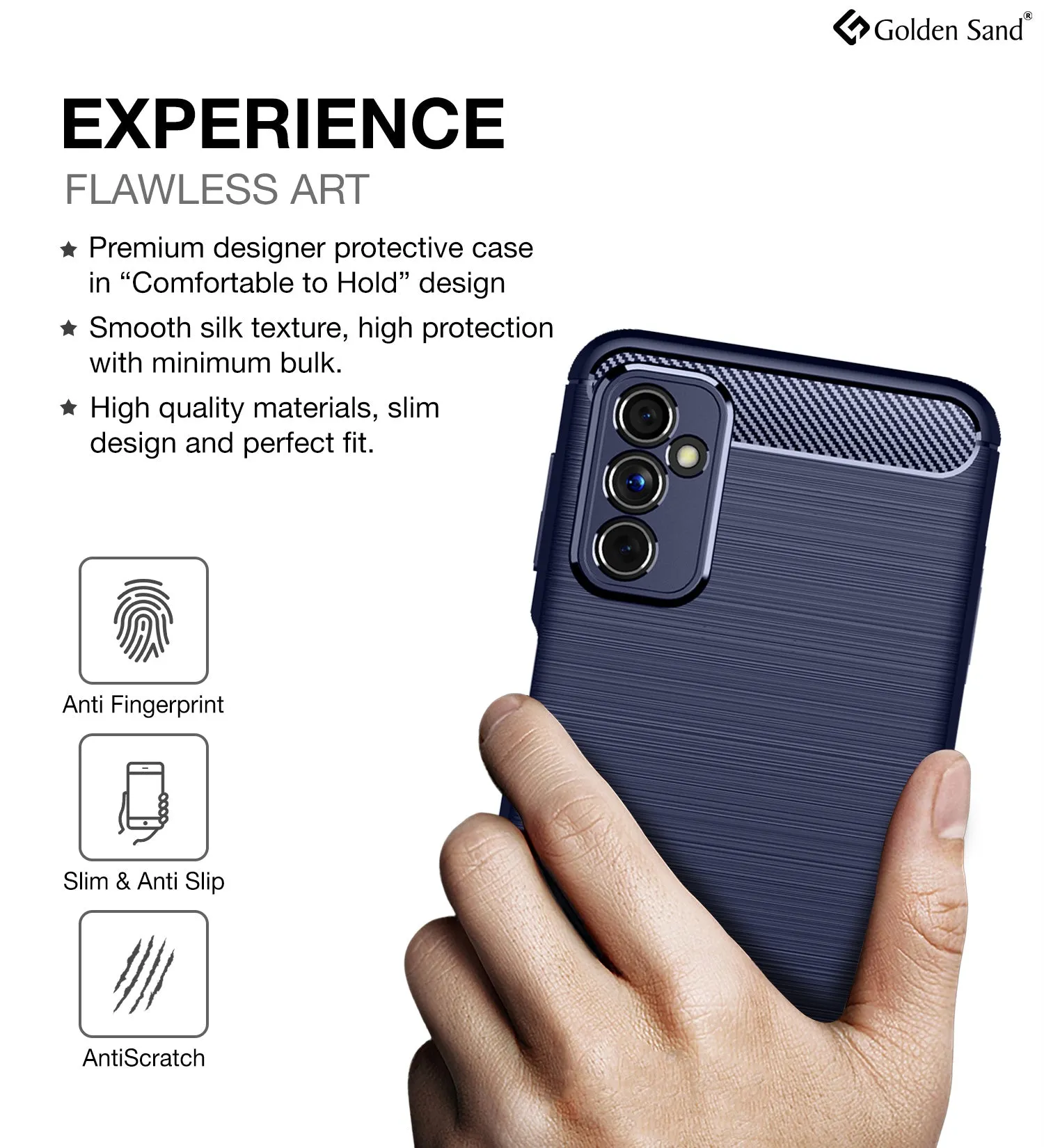 Carbon Fibre Series Shockproof Armor Back Cover for Samsung Galaxy M52 5G, 6.7 inch, Icy Blue