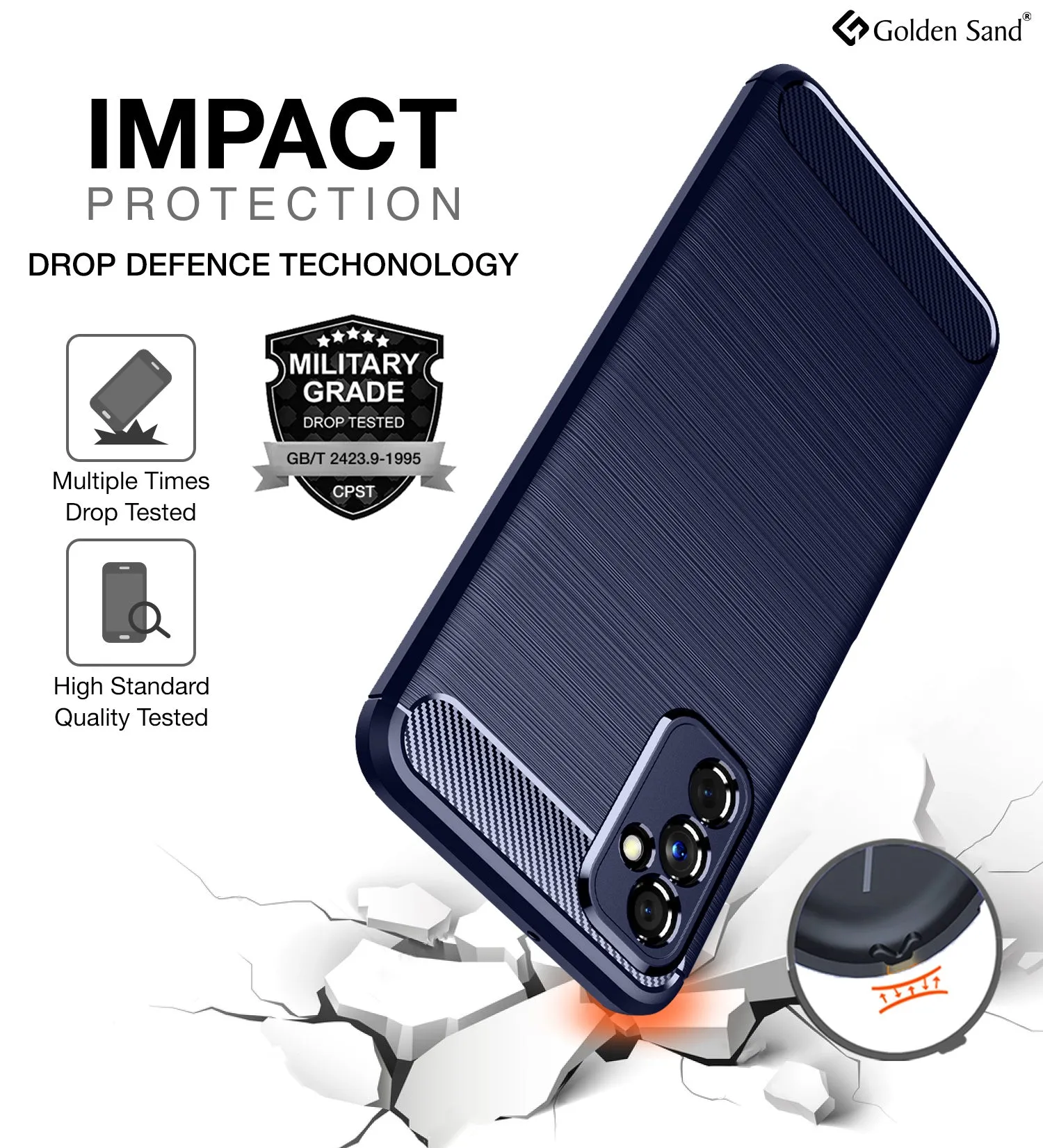Carbon Fibre Series Shockproof Armor Back Cover for Samsung Galaxy M52 5G, 6.7 inch, Icy Blue