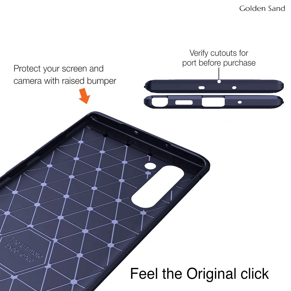 Carbon Fibre Series Shockproof Armor Back Cover for Samsung Galaxy Note 10 6.7 inch, Blue