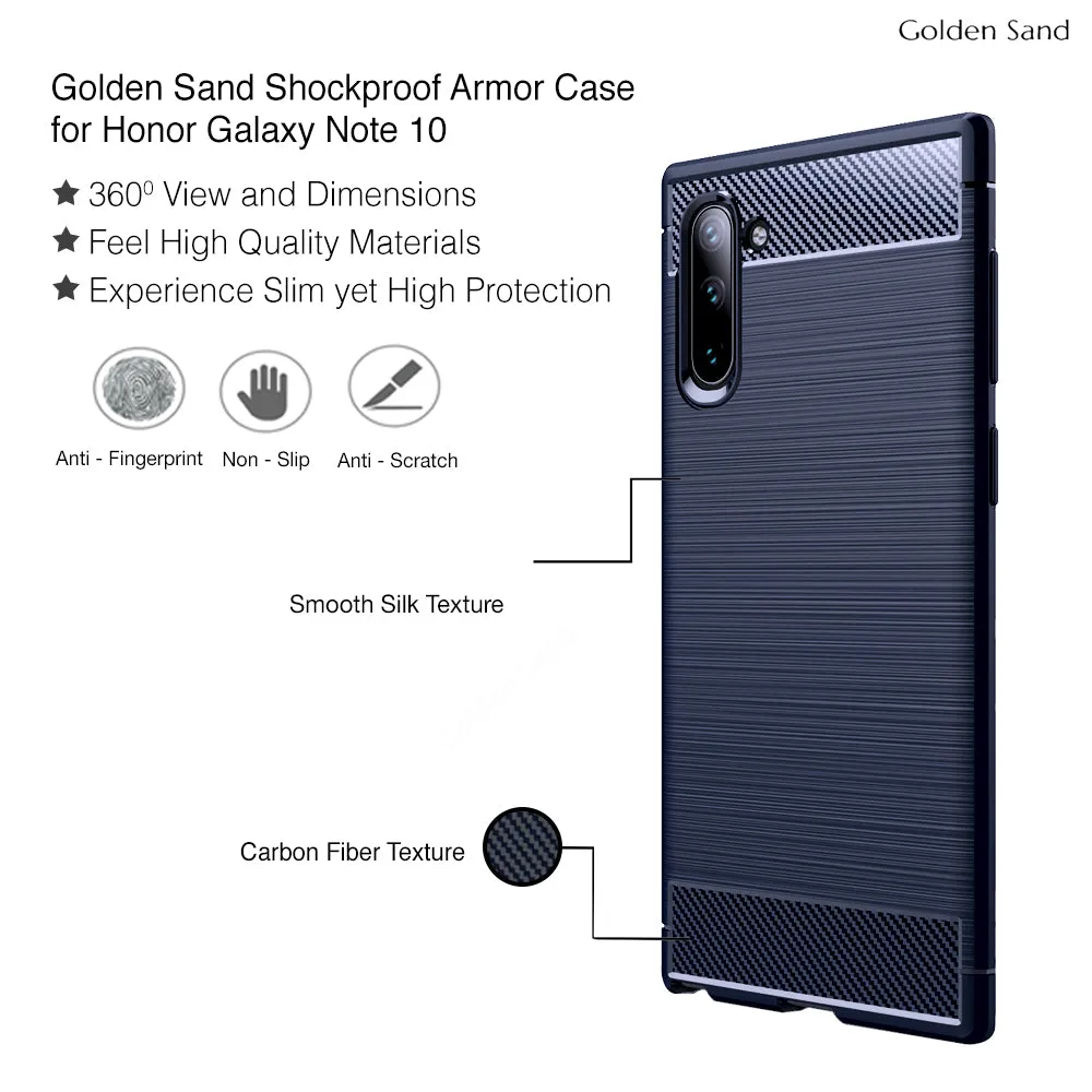 Carbon Fibre Series Shockproof Armor Back Cover for Samsung Galaxy Note 10 6.7 inch, Blue