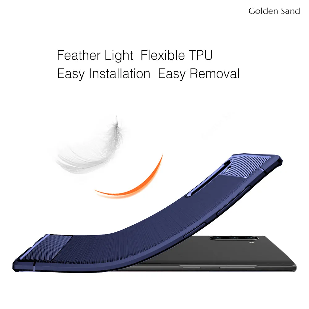 Carbon Fibre Series Shockproof Armor Back Cover for Samsung Galaxy Note 10 6.7 inch, Blue