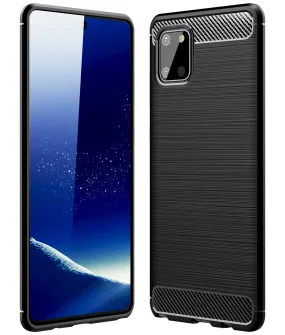 Carbon Fibre Series Shockproof Armor Back Cover for Samsung Galaxy Note 10 Lite 6.7 inch, Black