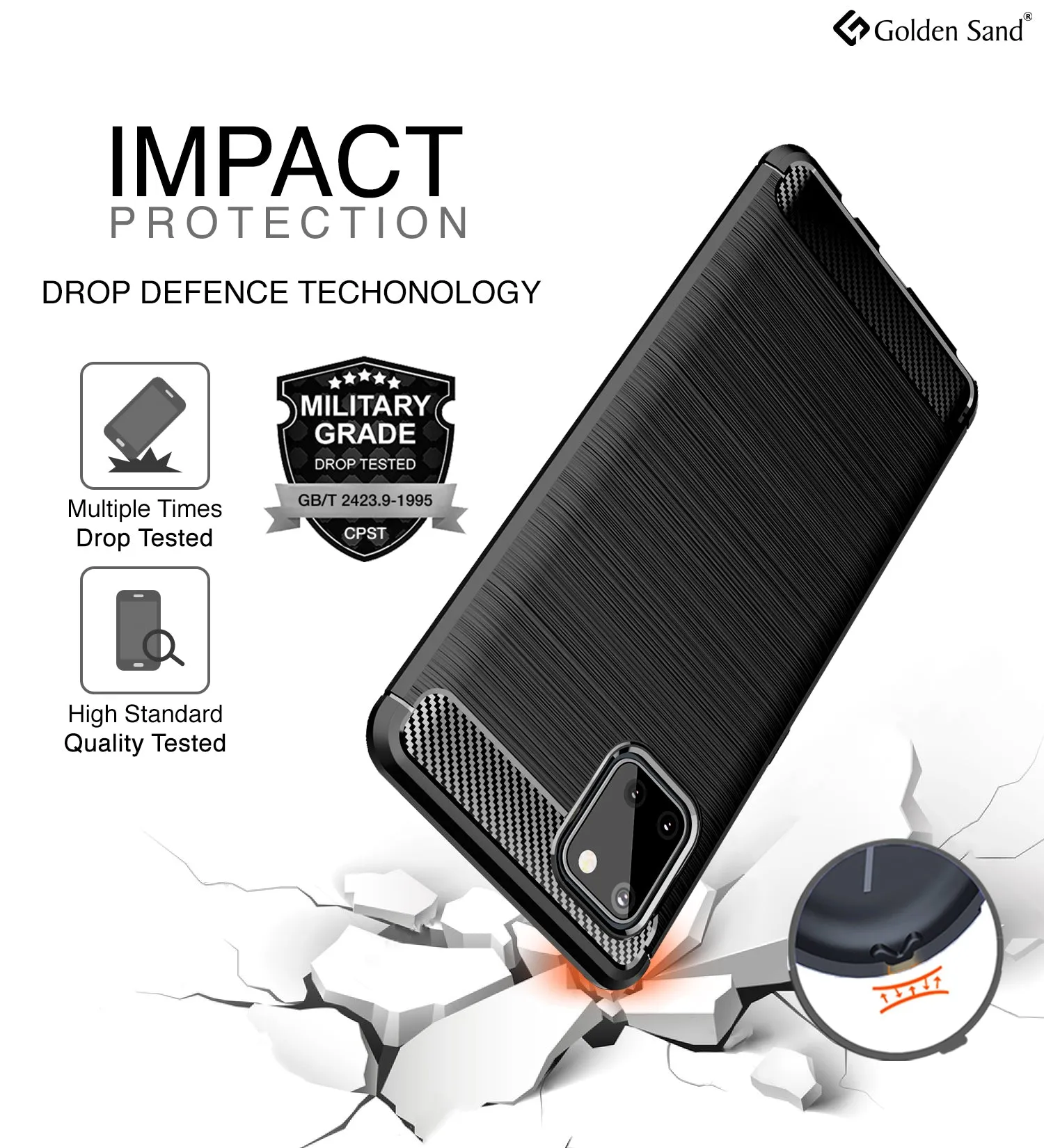 Carbon Fibre Series Shockproof Armor Back Cover for Samsung Galaxy Note 10 Lite 6.7 inch, Black