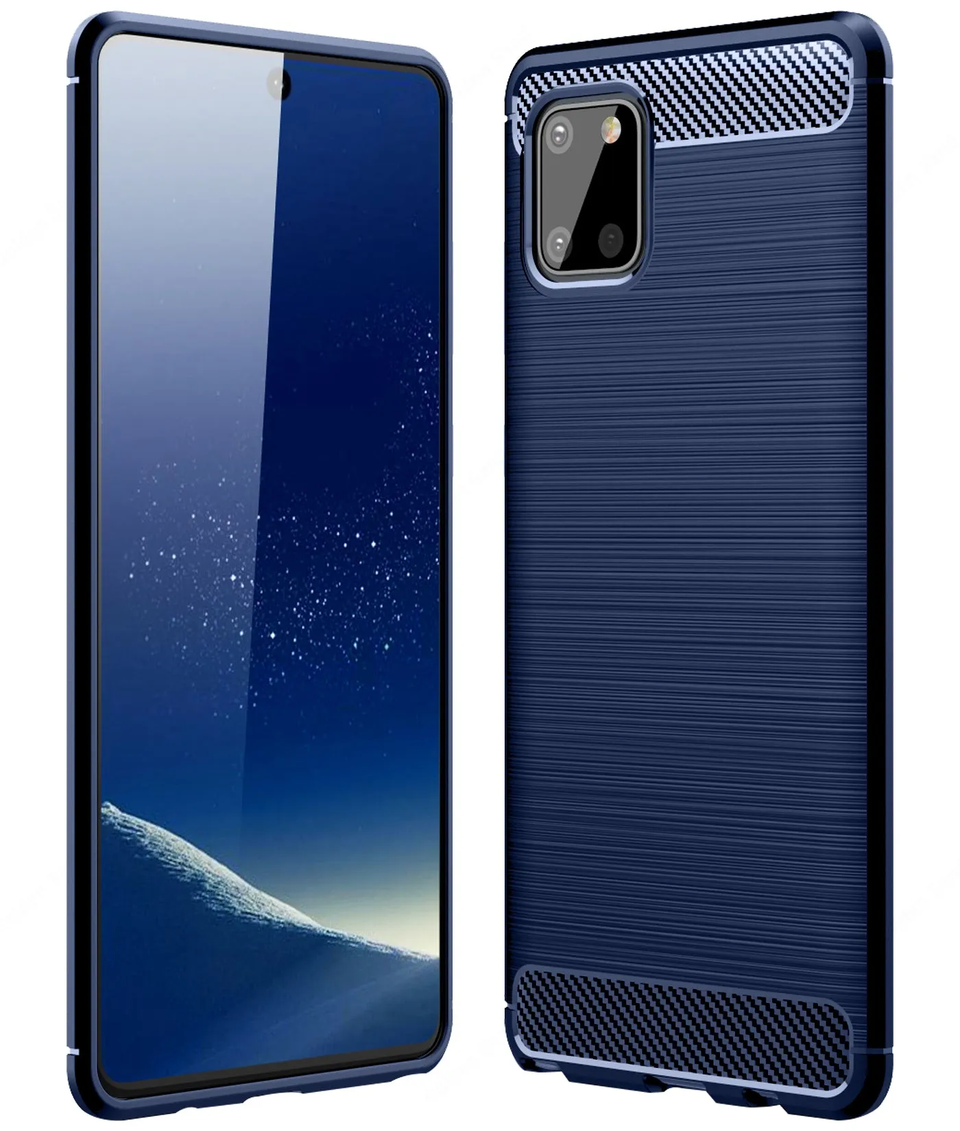 Carbon Fibre Series Shockproof Armor Back Cover for Samsung Galaxy Note 10 Lite 6.7 inch, Blue