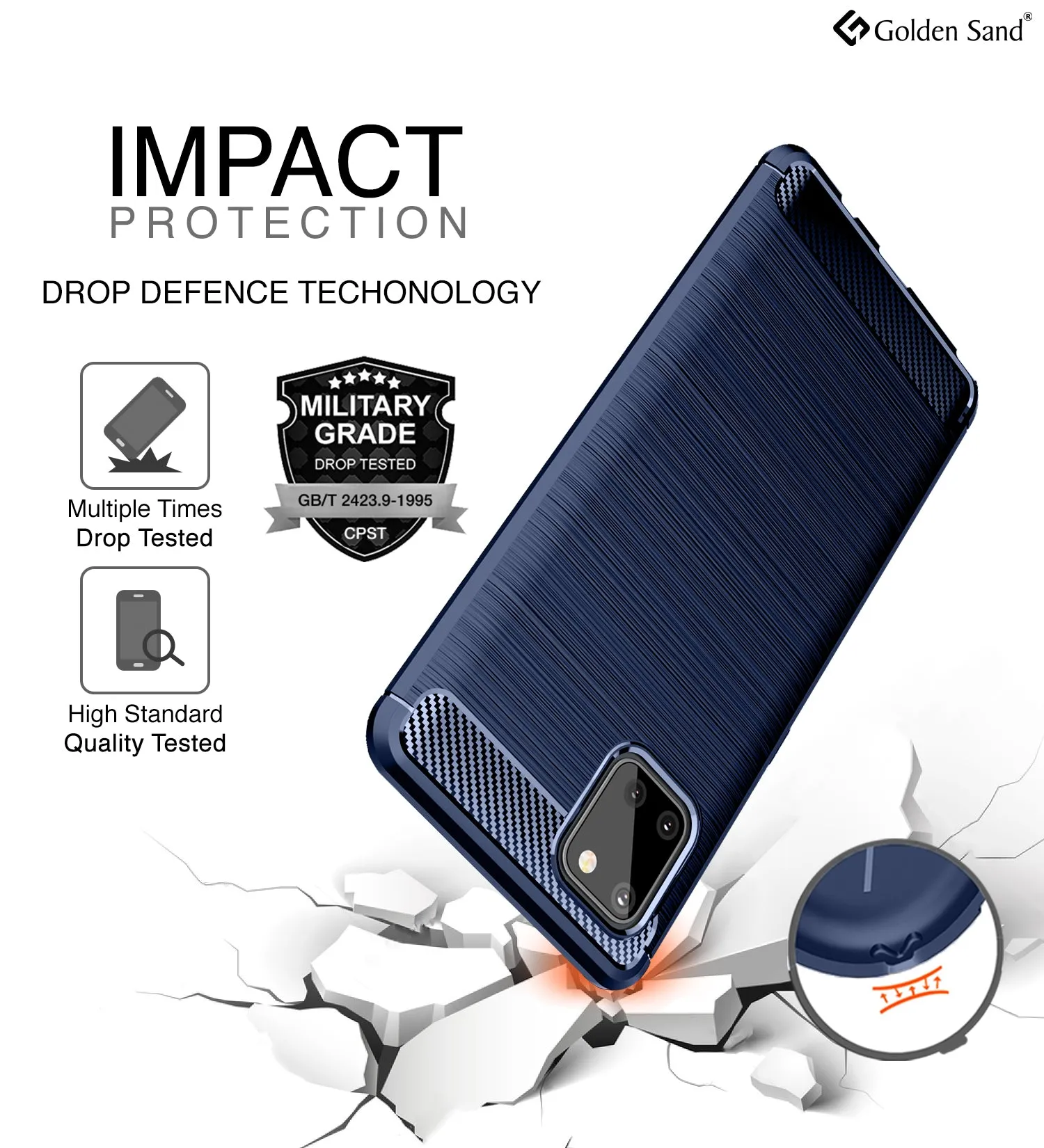 Carbon Fibre Series Shockproof Armor Back Cover for Samsung Galaxy Note 10 Lite 6.7 inch, Blue