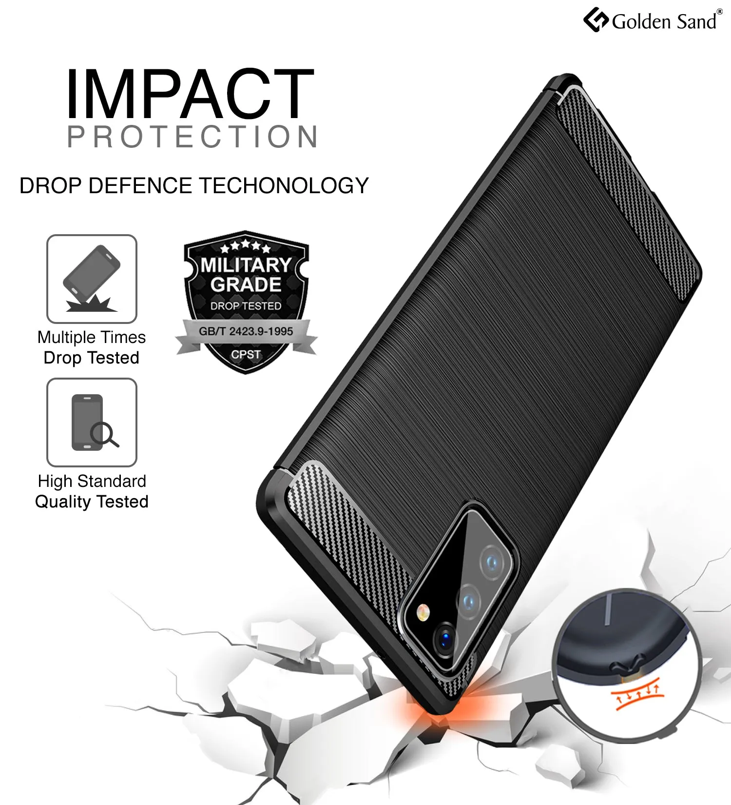 Carbon Fibre Series Shockproof Armor Back Cover for Samsung Galaxy Note 20, Black