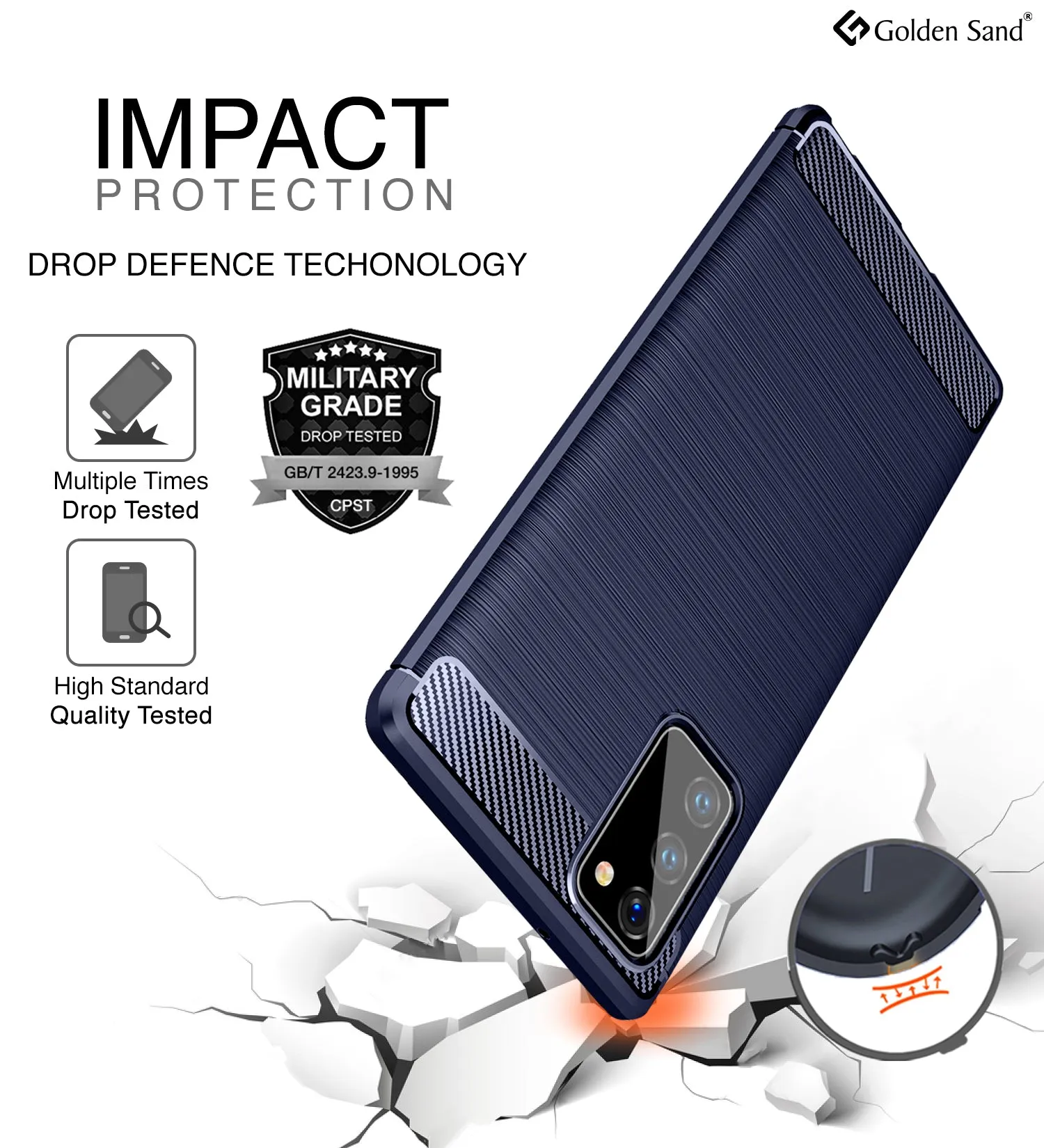 Carbon Fibre Series Shockproof Armor Back Cover for Samsung Galaxy Note 20, Blue