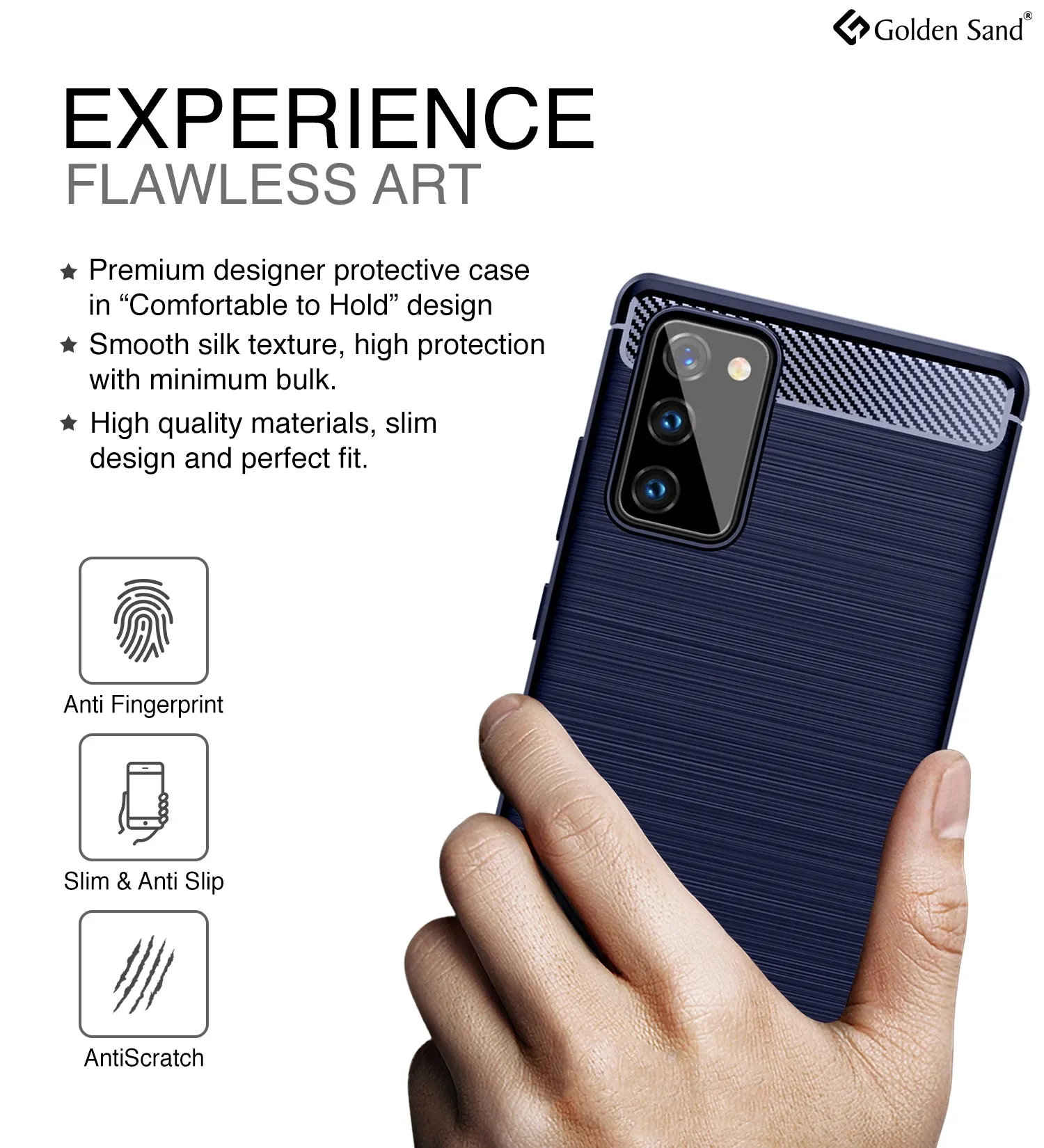 Carbon Fibre Series Shockproof Armor Back Cover for Samsung Galaxy Note 20, Blue