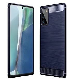 Carbon Fibre Series Shockproof Armor Back Cover for Samsung Galaxy Note 20, Blue