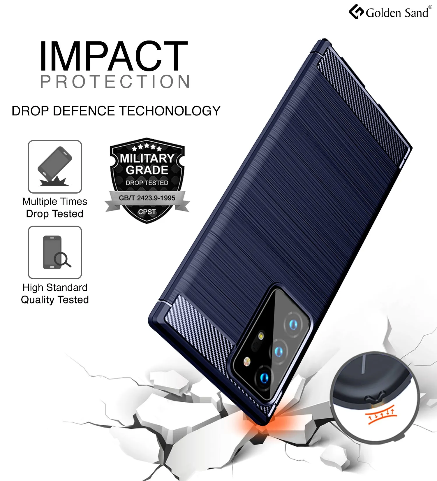 Carbon Fibre Series Shockproof Armor Back Cover for Samsung Galaxy Note 20 Ultra, Blue