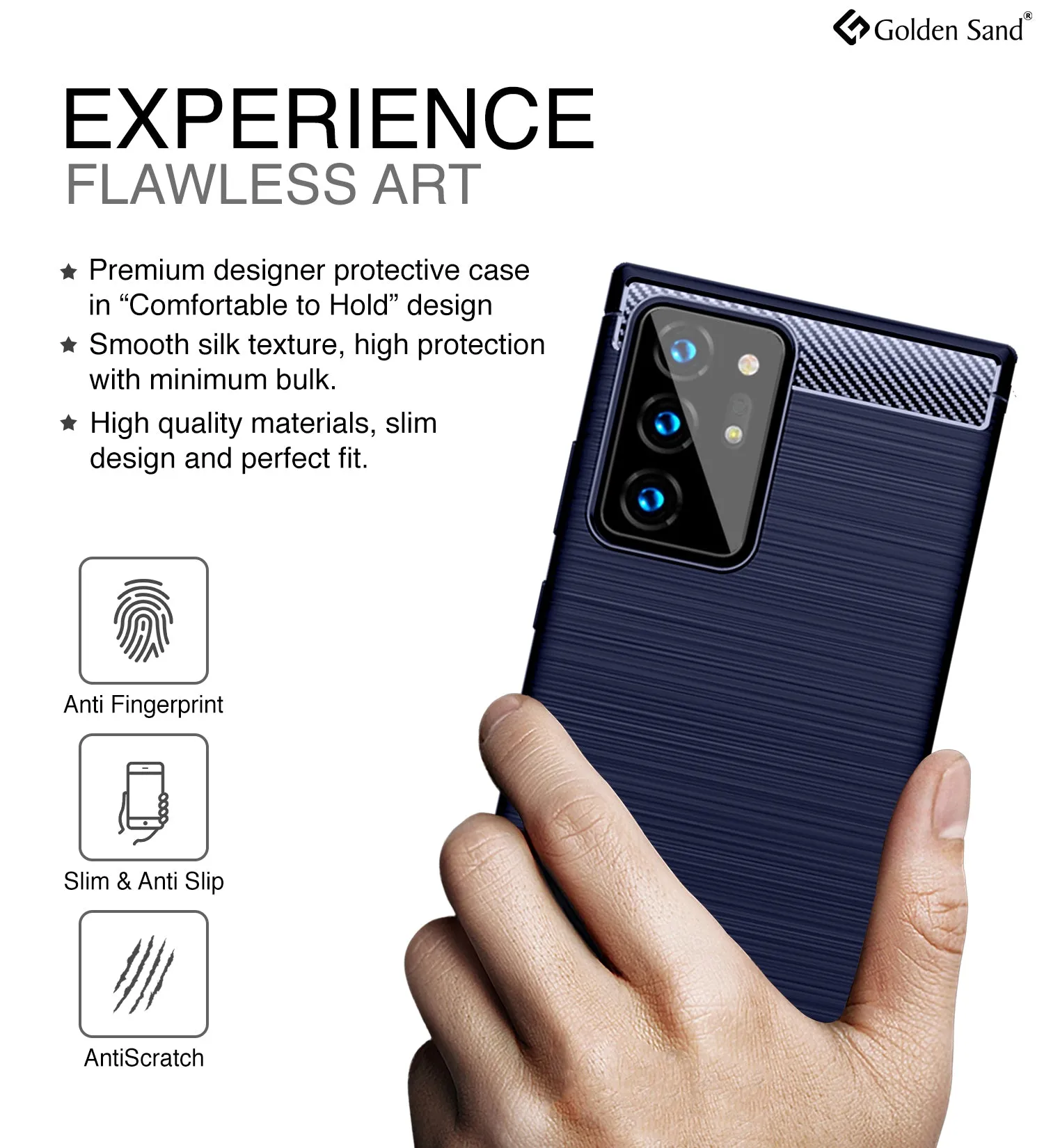 Carbon Fibre Series Shockproof Armor Back Cover for Samsung Galaxy Note 20 Ultra, Blue