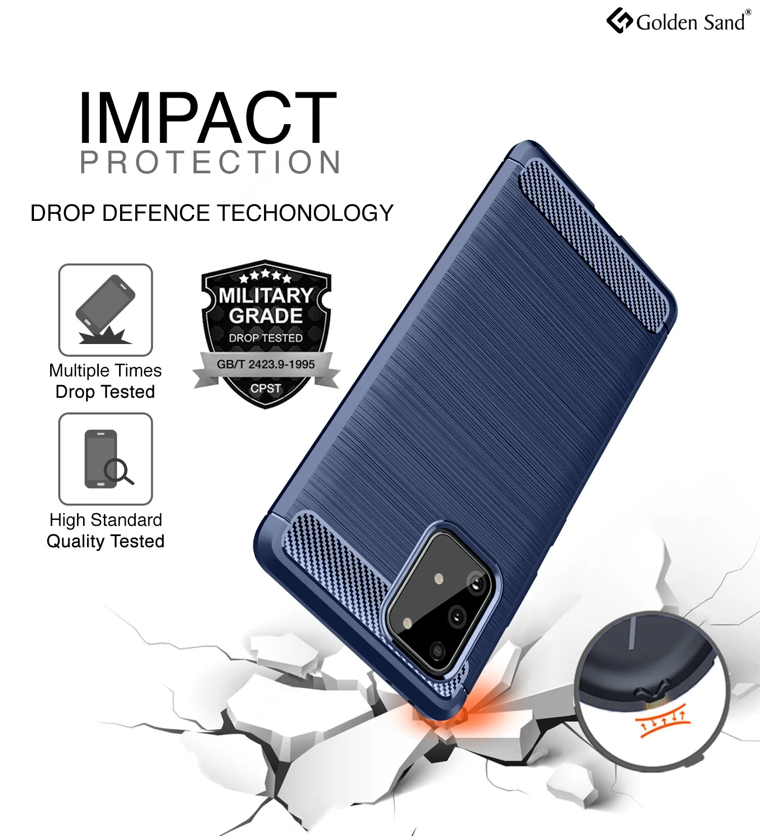 Carbon Fibre Series Shockproof Armor Back Cover for Samsung Galaxy S10 Lite 6.7 inch, Blue