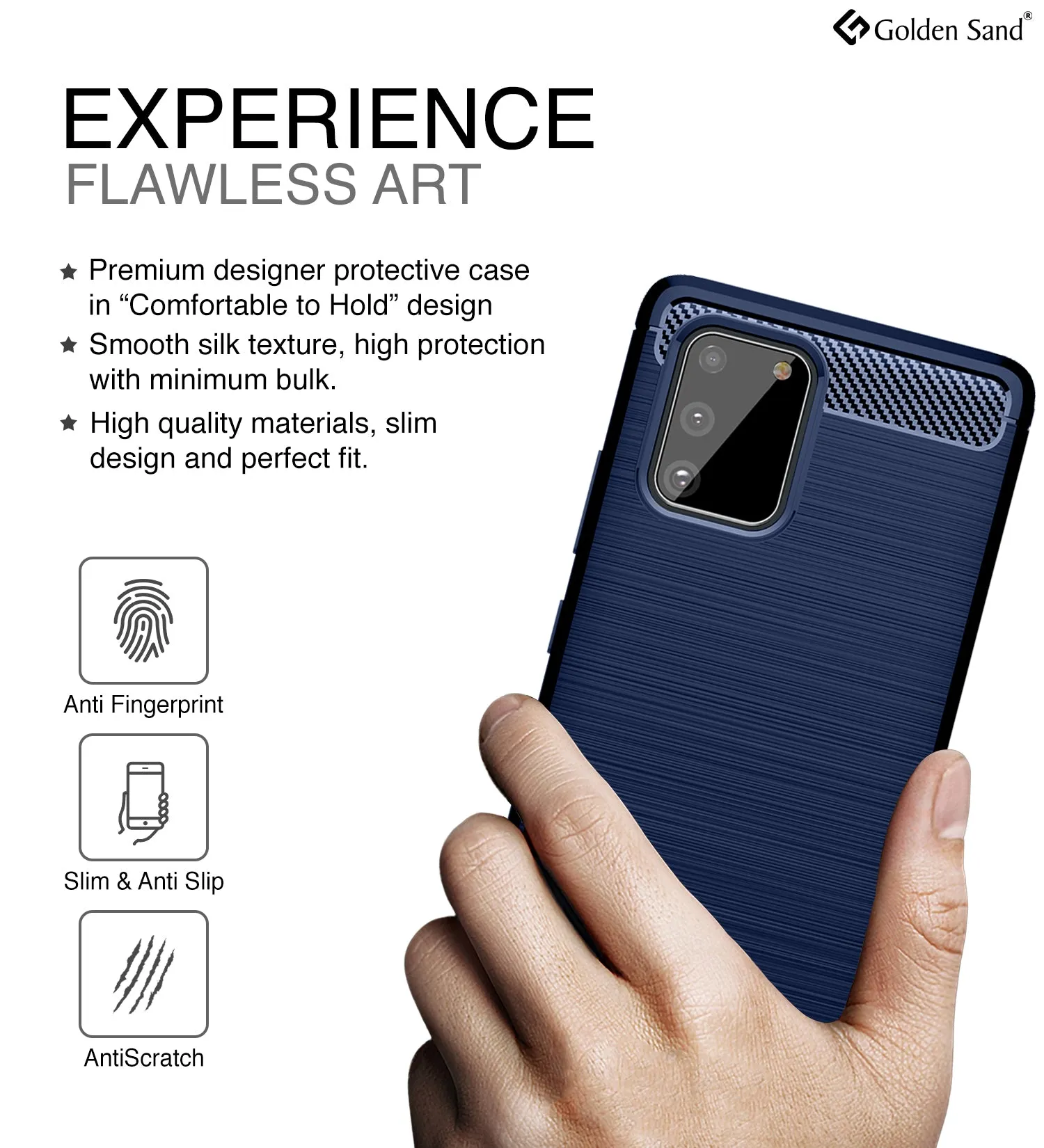 Carbon Fibre Series Shockproof Armor Back Cover for Samsung Galaxy S10 Lite 6.7 inch, Blue