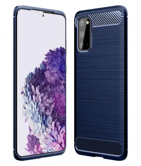 Carbon Fibre Series Shockproof Armor Back Cover for Samsung Galaxy S20 6.2 inch, Blue