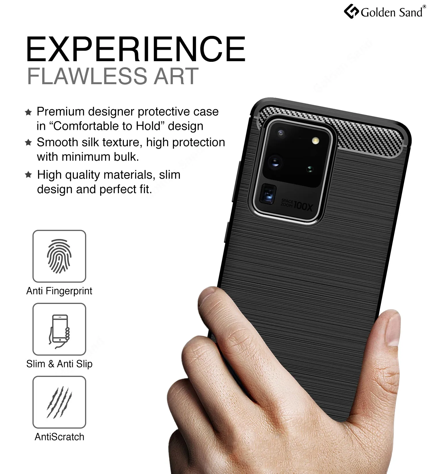 Carbon Fibre Series Shockproof Armor Back Cover for Samsung Galaxy S20 Ultra 6.9 inch, Black