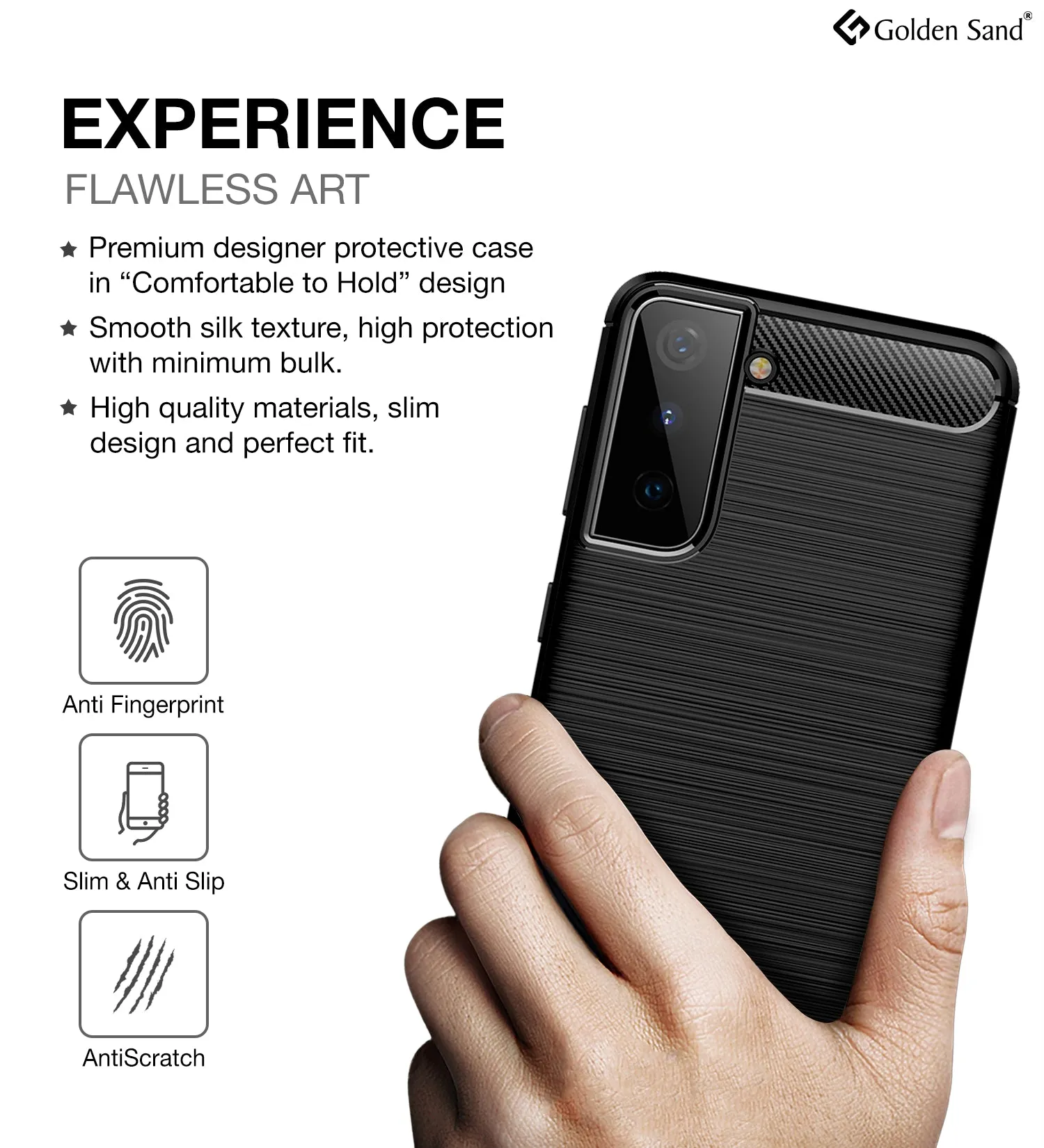 Carbon Fibre Series Shockproof Armor Back Cover for Samsung Galaxy S21 5G, 6.2 inch, Black