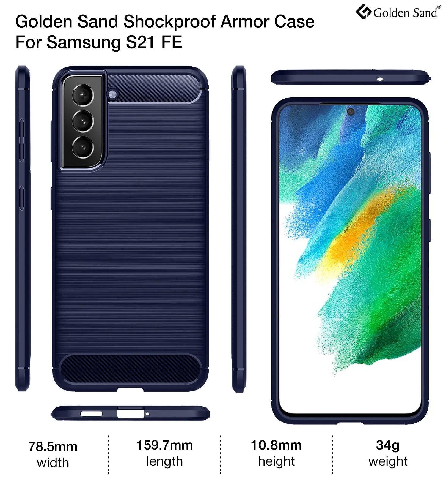 Carbon Fibre Series Shockproof Armor Back Cover for Samsung Galaxy S21 FE 5G, Samsung Galaxy S21 FE 5G 2023 (Snapdragon 888), 6.41 inch, Blue