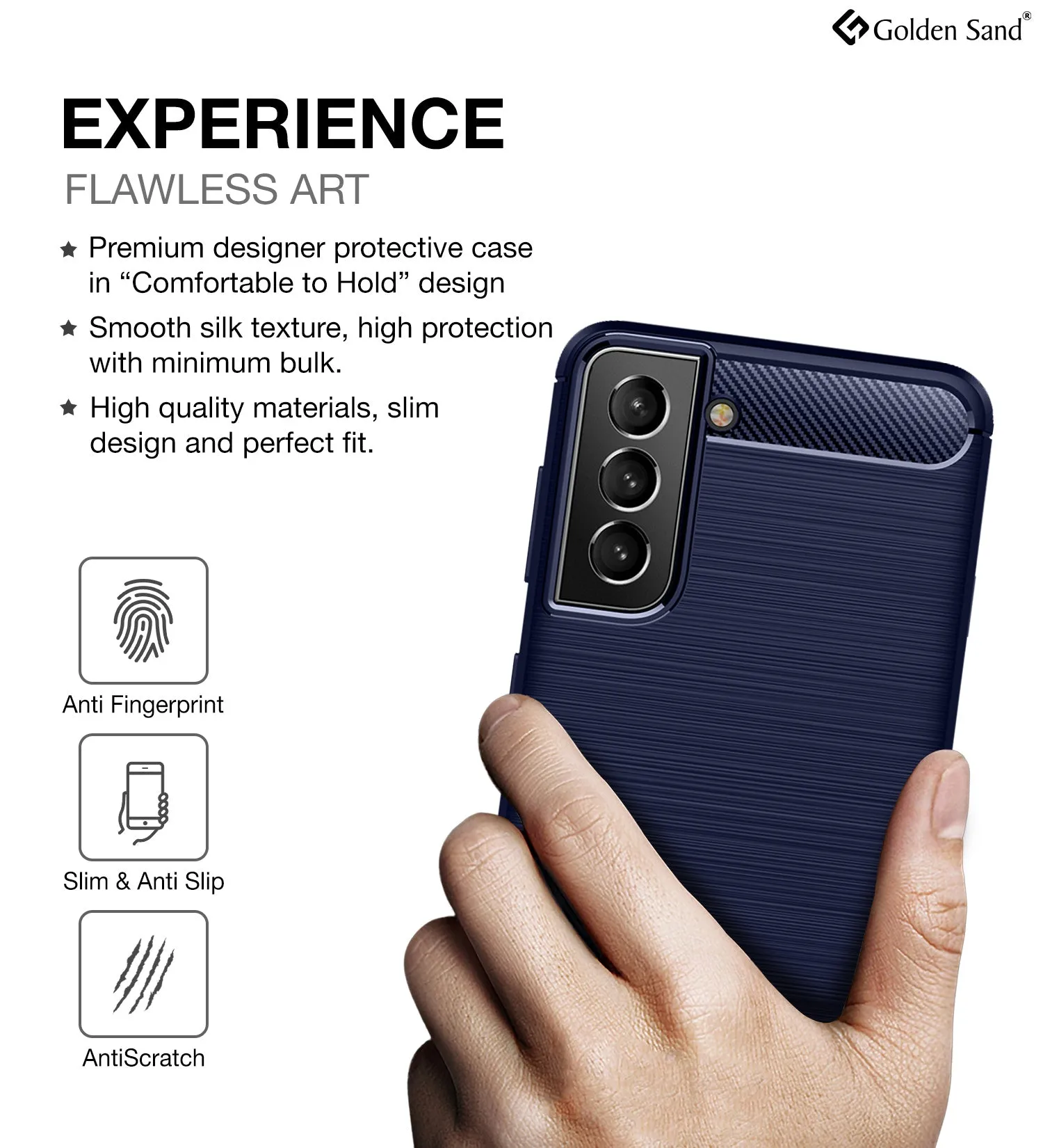 Carbon Fibre Series Shockproof Armor Back Cover for Samsung Galaxy S21 FE 5G, Samsung Galaxy S21 FE 5G 2023 (Snapdragon 888), 6.41 inch, Blue