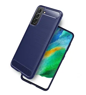Carbon Fibre Series Shockproof Armor Back Cover for Samsung Galaxy S21 FE 5G, Samsung Galaxy S21 FE 5G 2023 (Snapdragon 888), 6.41 inch, Blue