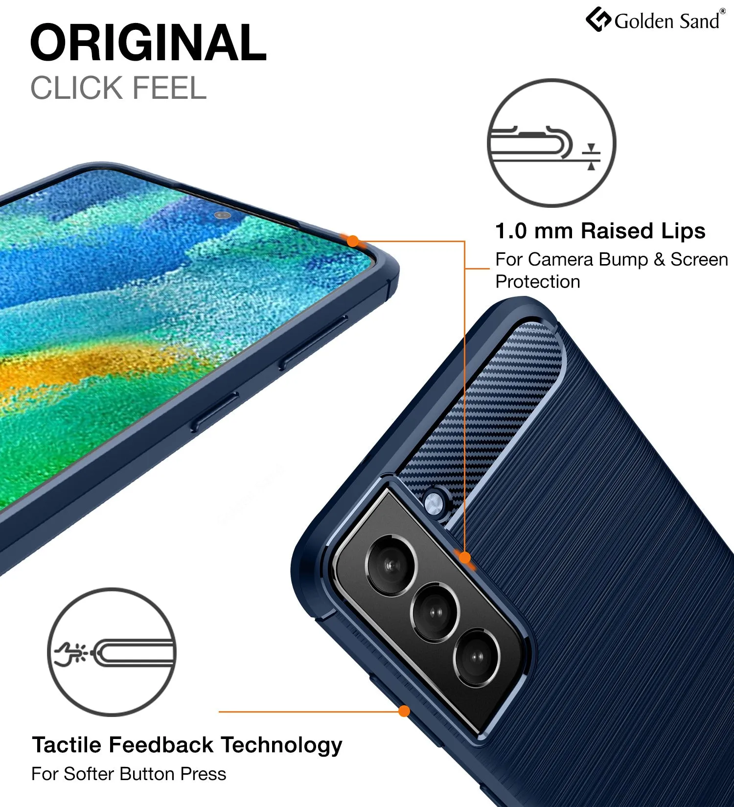 Carbon Fibre Series Shockproof Armor Back Cover for Samsung Galaxy S21 FE 5G, Samsung Galaxy S21 FE 5G 2023 (Snapdragon 888), 6.41 inch, Blue