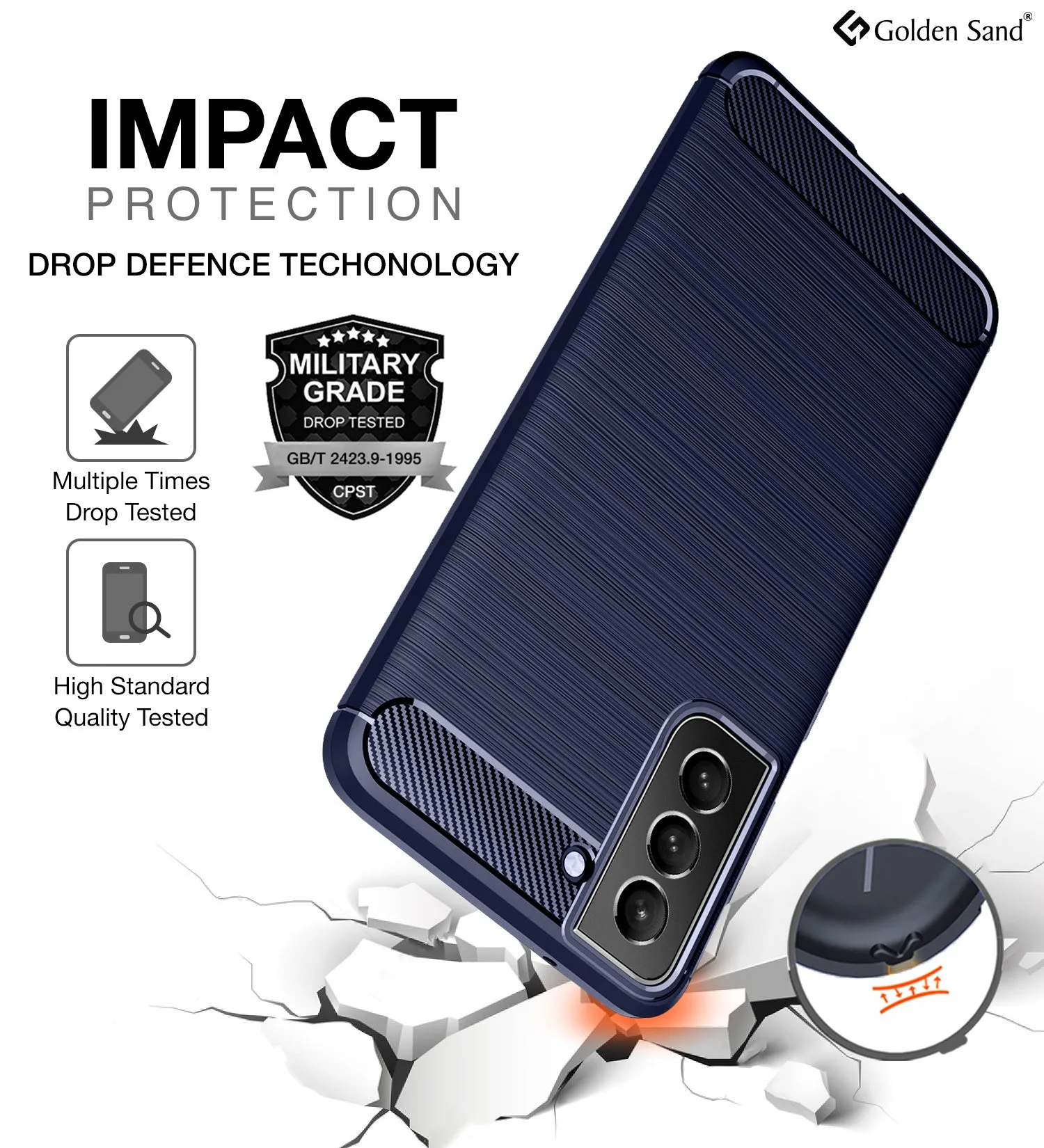 Carbon Fibre Series Shockproof Armor Back Cover for Samsung Galaxy S21 FE 5G, Samsung Galaxy S21 FE 5G 2023 (Snapdragon 888), 6.41 inch, Blue