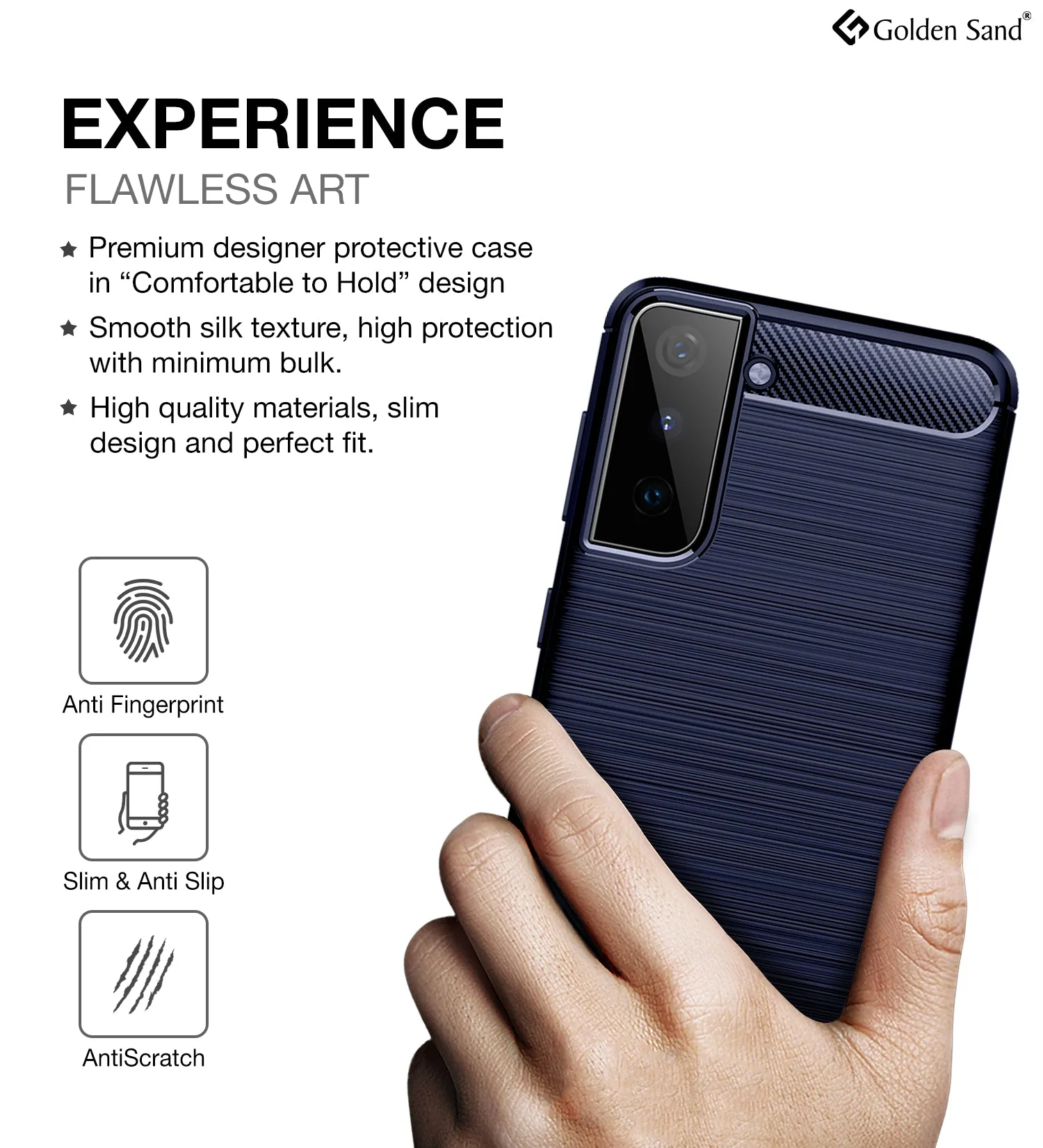 Carbon Fibre Series Shockproof Armor Back Cover for Samsung Galaxy S21 Plus, 6.7 inch, Blue