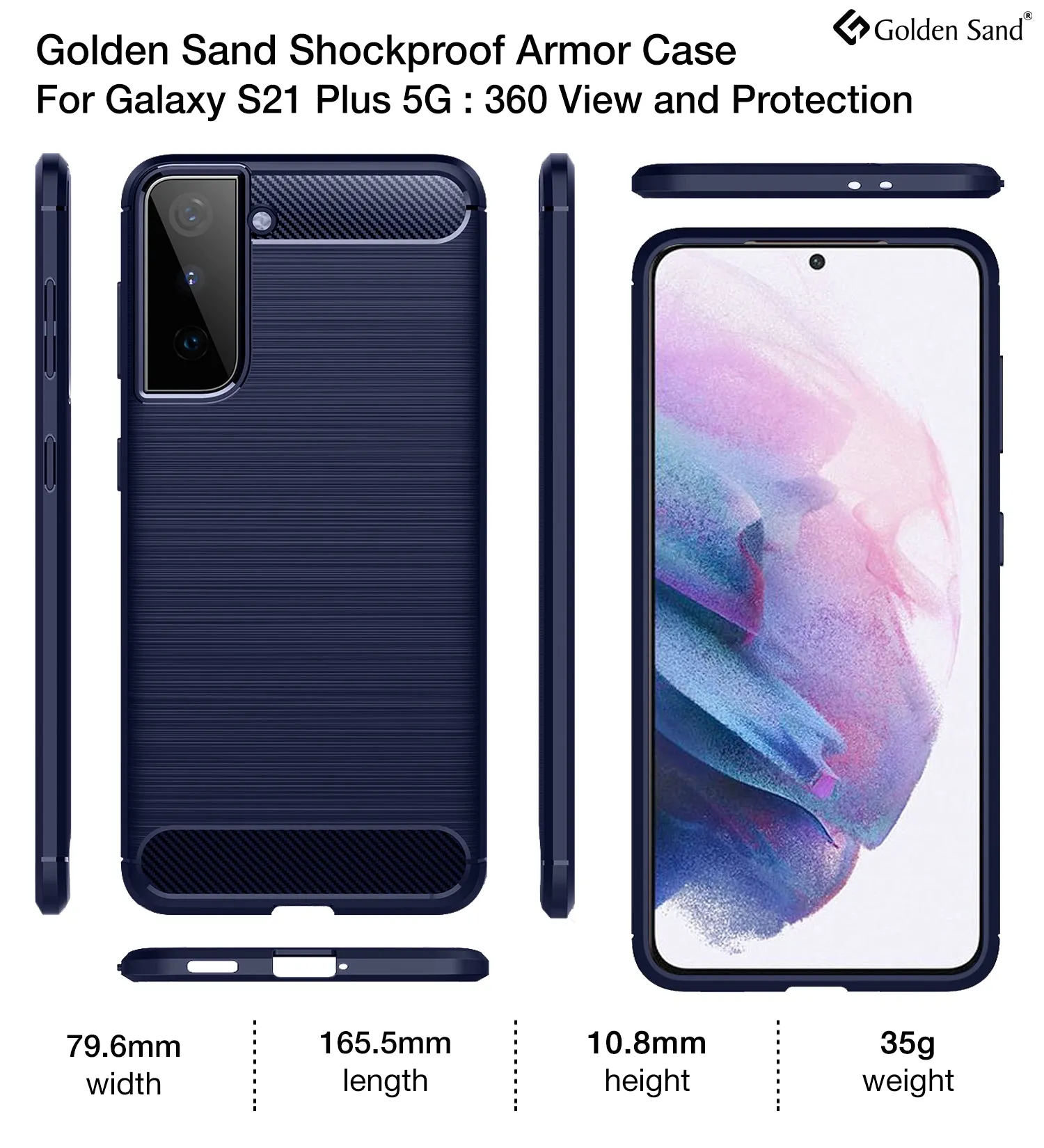 Carbon Fibre Series Shockproof Armor Back Cover for Samsung Galaxy S21 Plus, 6.7 inch, Blue