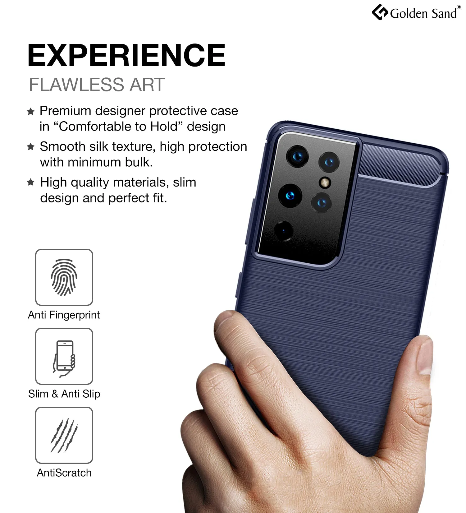 Carbon Fibre Series Shockproof Armor Back Cover for Samsung Galaxy S21 Ultra, 6.8 inch, Blue