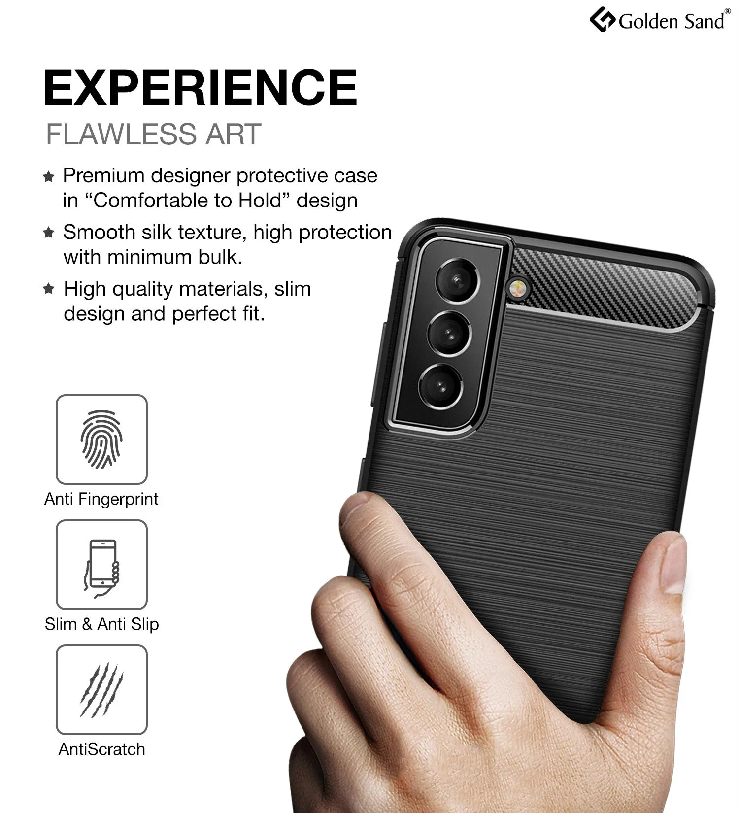 Carbon Fibre Series Shockproof Armor Back Cover for Samsung Galaxy S22 5G, 6.1 inch, Black