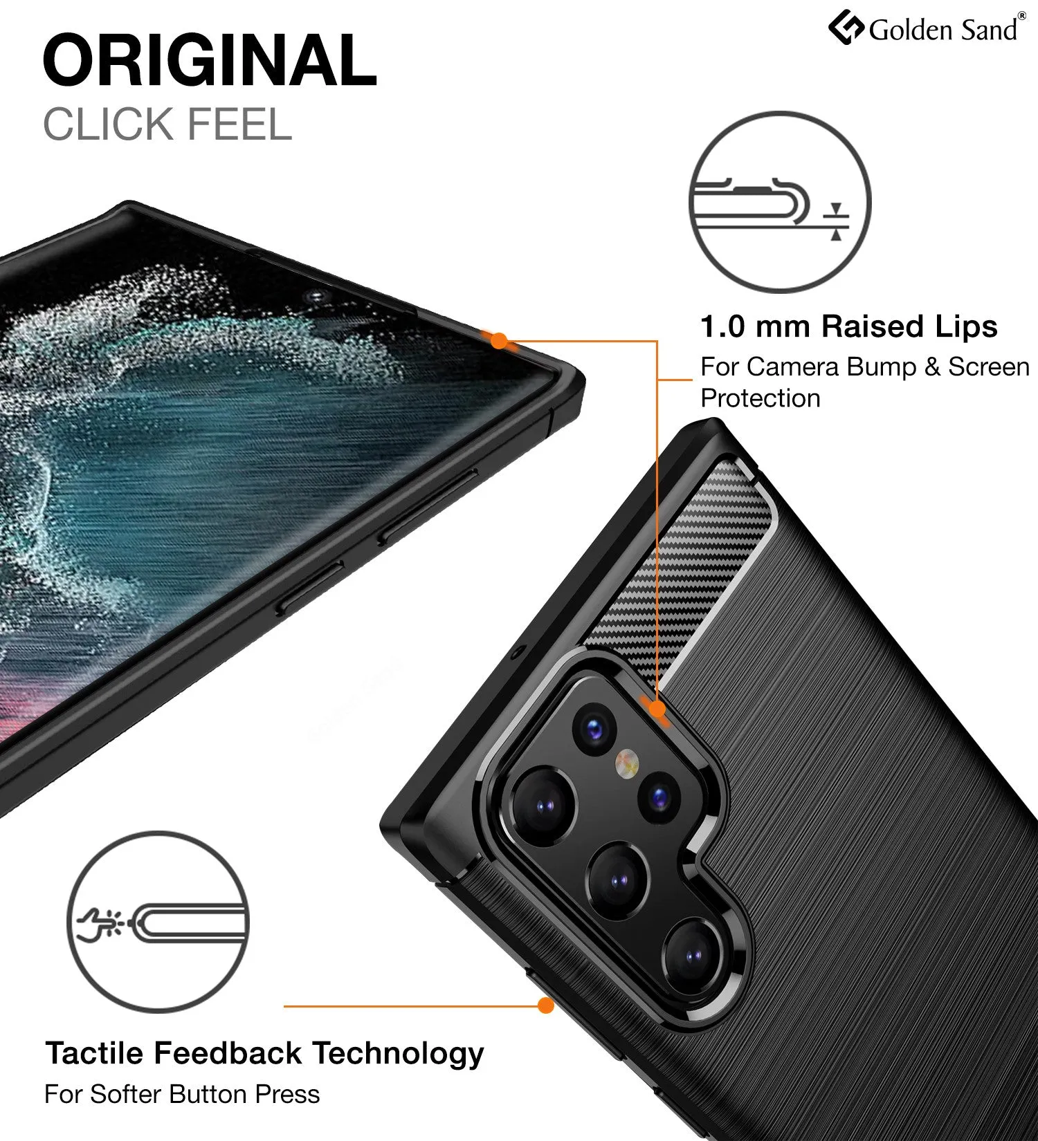 Carbon Fibre Series Shockproof Armor Back Cover for Samsung Galaxy S22 Ultra 5G, 6.8 inch, Black