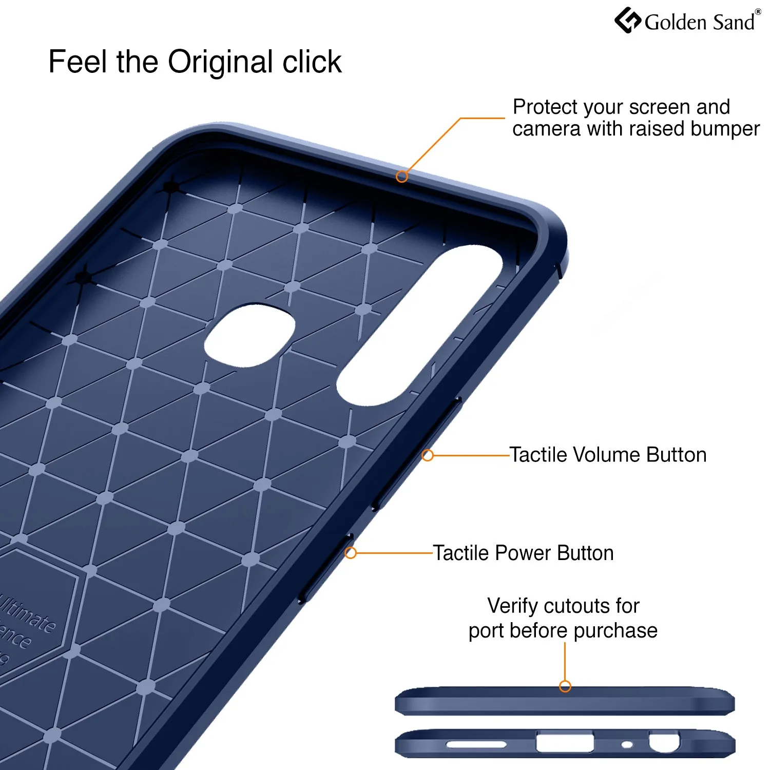 Carbon Fibre Series Shockproof Armor Back Cover for Vivo U20, Vivo Y19 6.53 inch, Blue