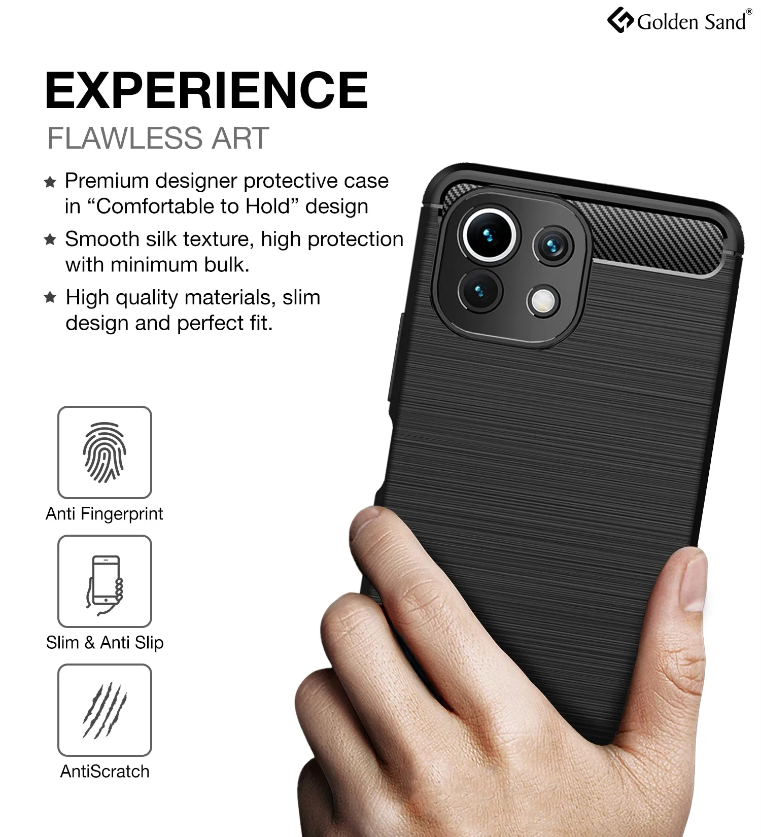 Carbon Fibre Series Shockproof Armor Back Cover for Xiaomi 11 Lite NE 5G, Xiaomi Mi 11 Lite, Xiaomi Mi 11 Lite 5G, 6.55 inch, Black