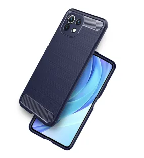 Carbon Fibre Series Shockproof Armor Back Cover for Xiaomi 11 Lite NE 5G, Xiaomi Mi 11 Lite, Xiaomi Mi 11 Lite 5G, 6.55 inch, Blue