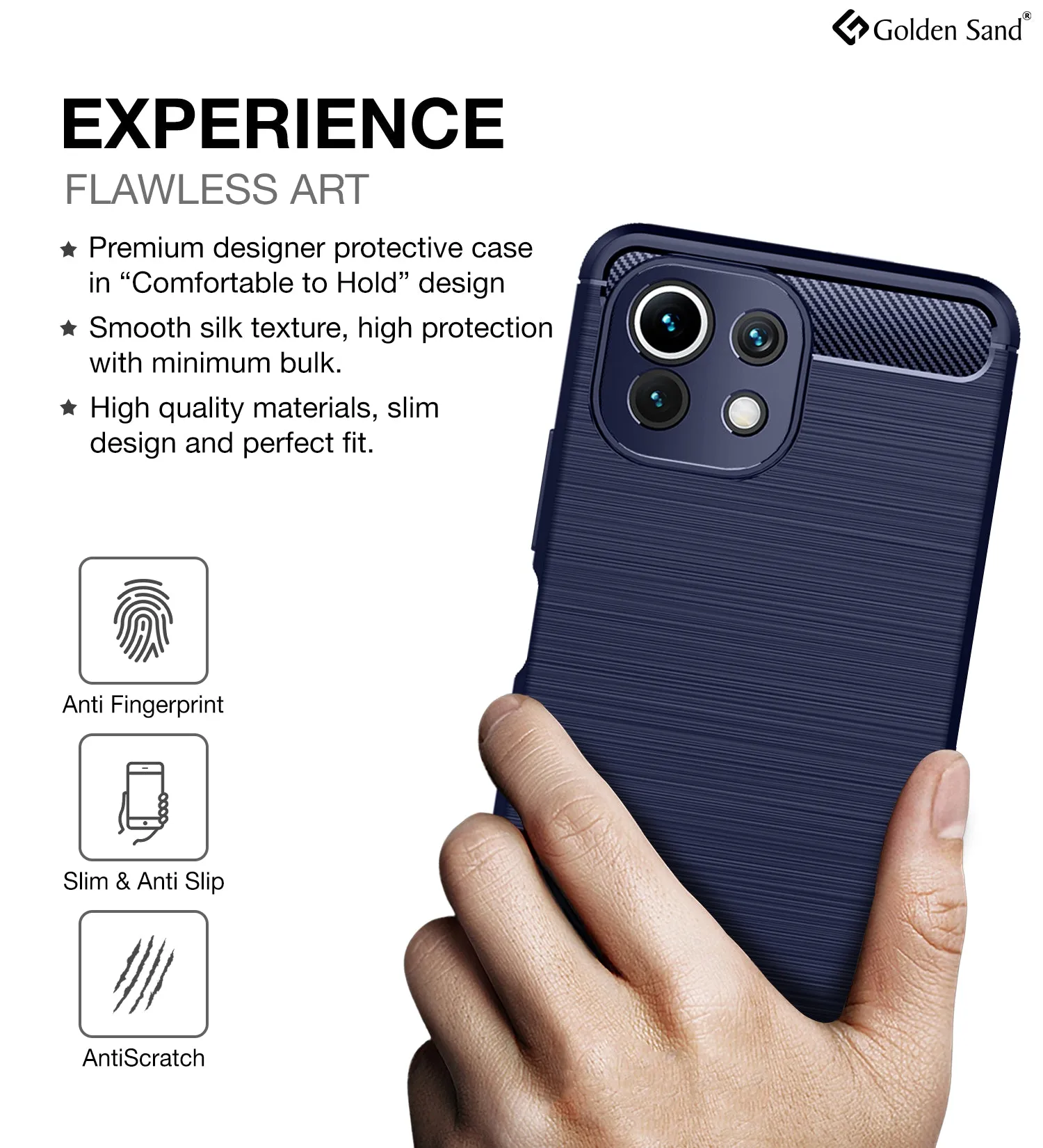 Carbon Fibre Series Shockproof Armor Back Cover for Xiaomi 11 Lite NE 5G, Xiaomi Mi 11 Lite, Xiaomi Mi 11 Lite 5G, 6.55 inch, Blue