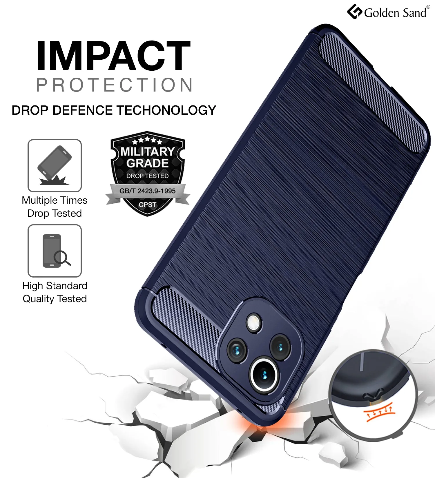 Carbon Fibre Series Shockproof Armor Back Cover for Xiaomi 11 Lite NE 5G, Xiaomi Mi 11 Lite, Xiaomi Mi 11 Lite 5G, 6.55 inch, Blue