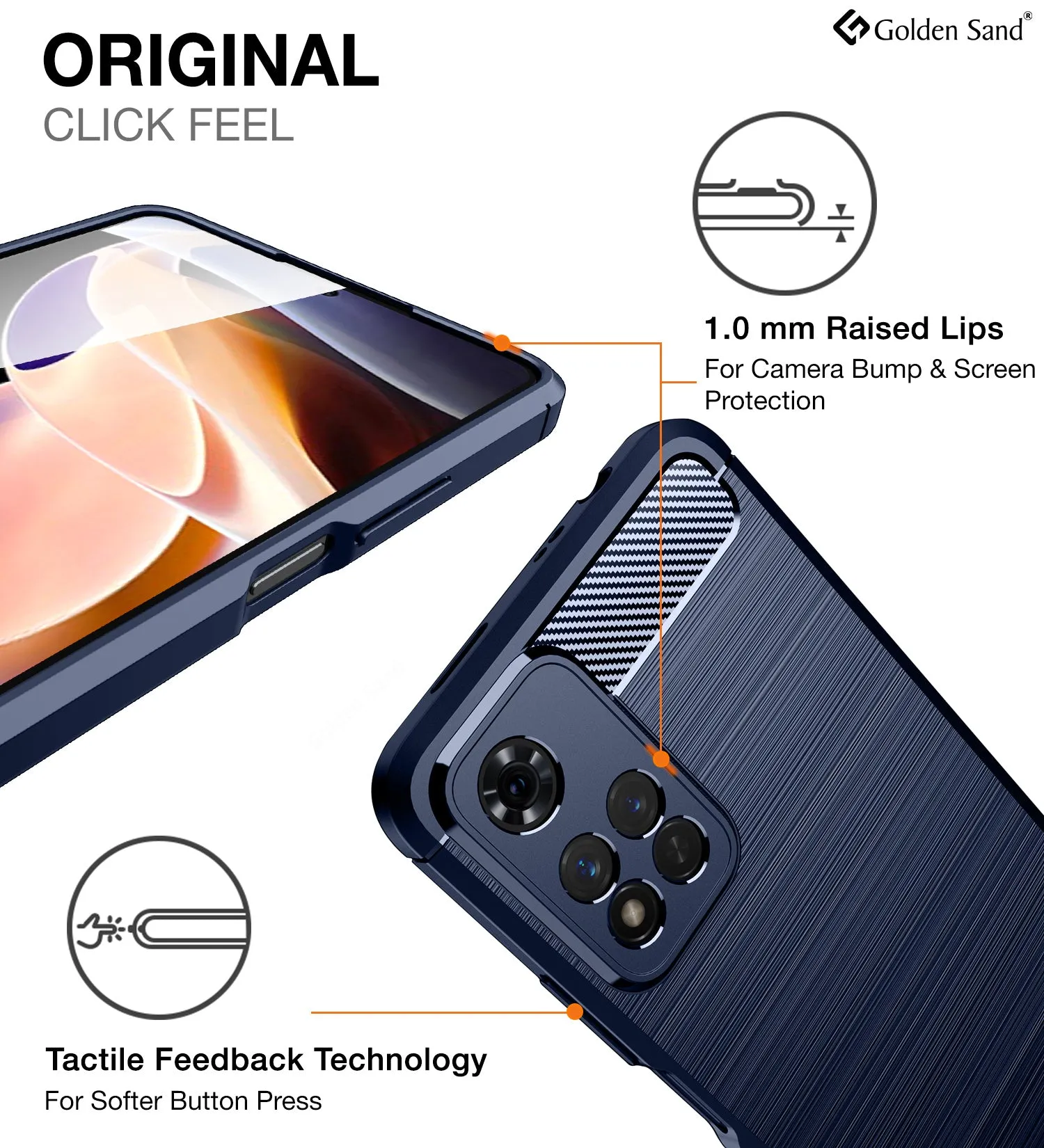 Carbon Fibre Series Shockproof Armor Back Cover for Xiaomi 11i, Xiaomi 11i HyperCharge 5G, 6.67 inch, Milkyway Blue
