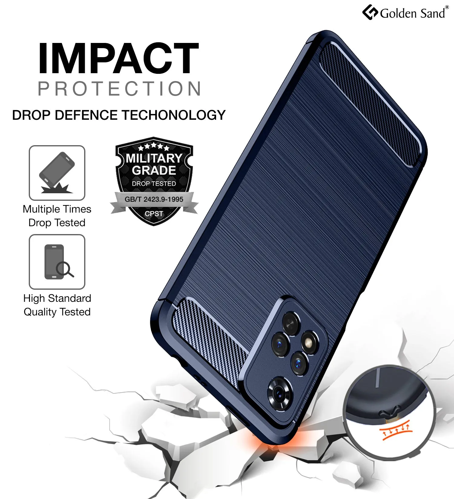 Carbon Fibre Series Shockproof Armor Back Cover for Xiaomi 11i, Xiaomi 11i HyperCharge 5G, 6.67 inch, Milkyway Blue