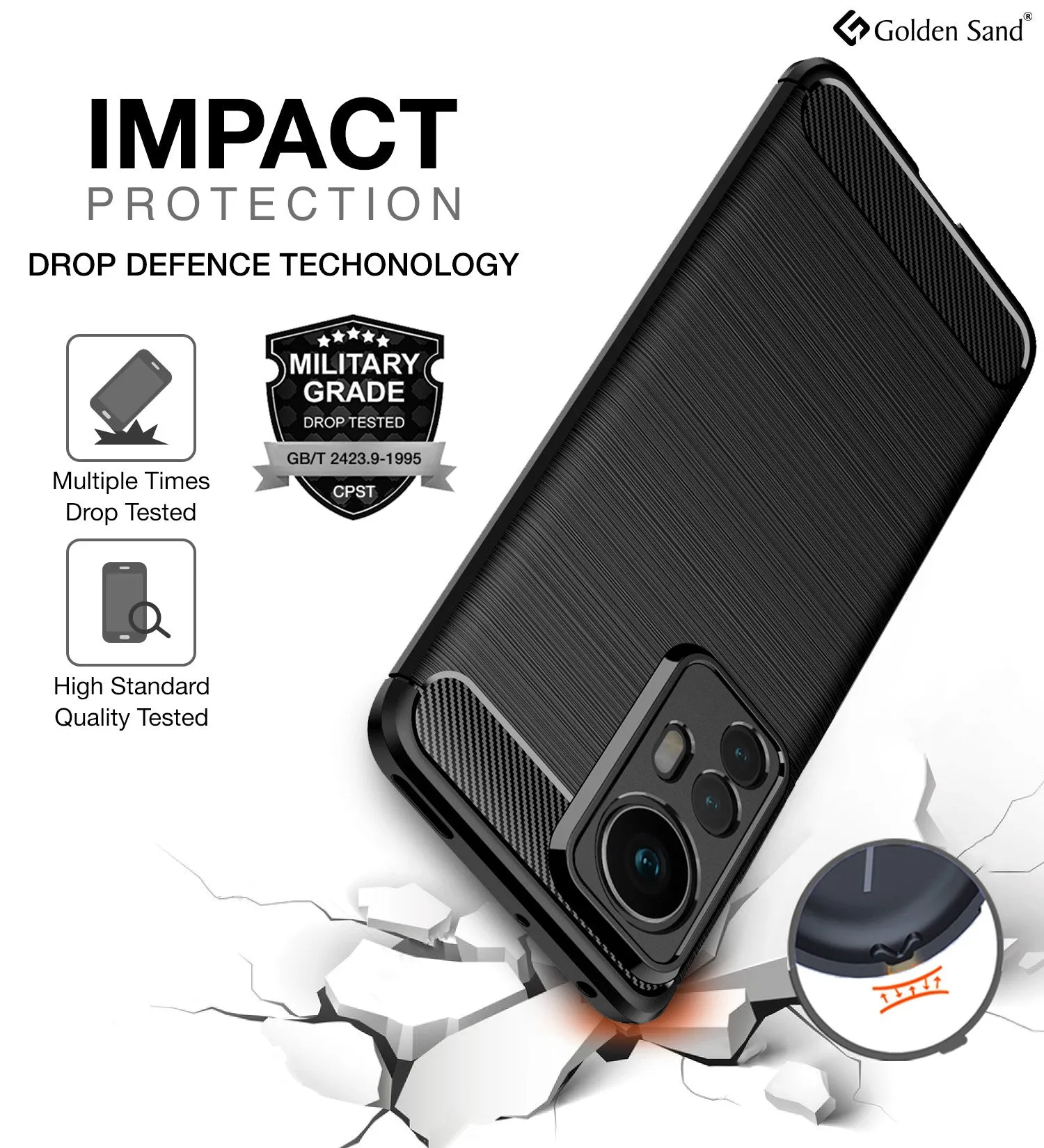 Carbon Fibre Series Shockproof Armor Back Cover for Xiaomi 12 Pro 5G, 6.73 inch, Black