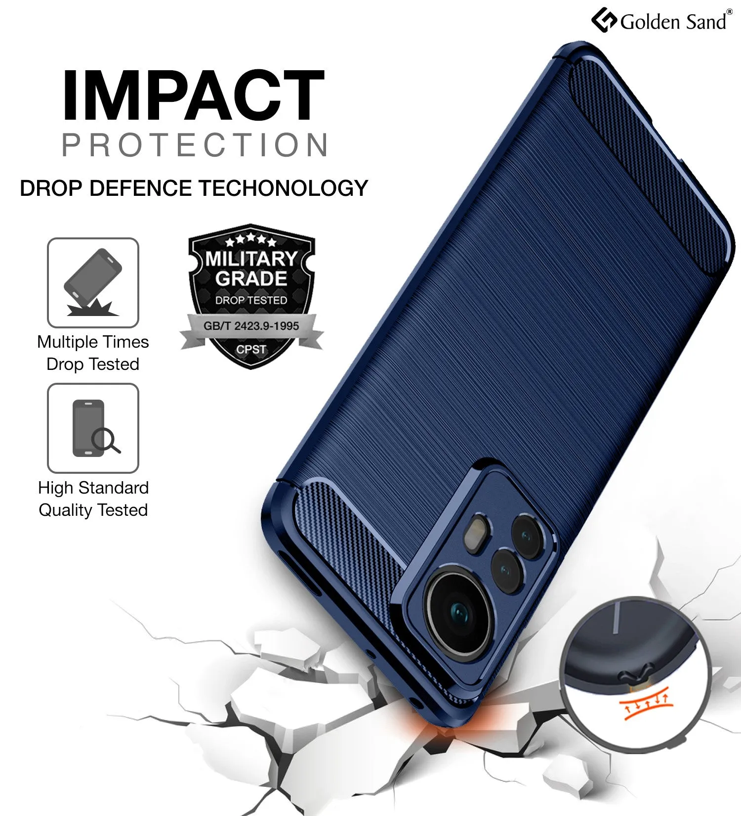 Carbon Fibre Series Shockproof Armor Back Cover for Xiaomi 12 Pro 5G, 6.73 inch, Blue