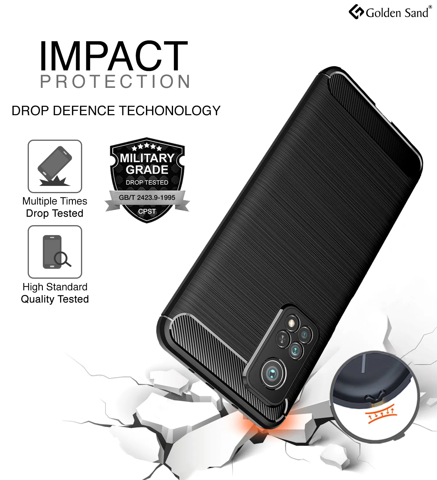 Carbon Fibre Series Shockproof Armor Back Cover for Xiaomi Mi 10T Pro, Mi10T, Black