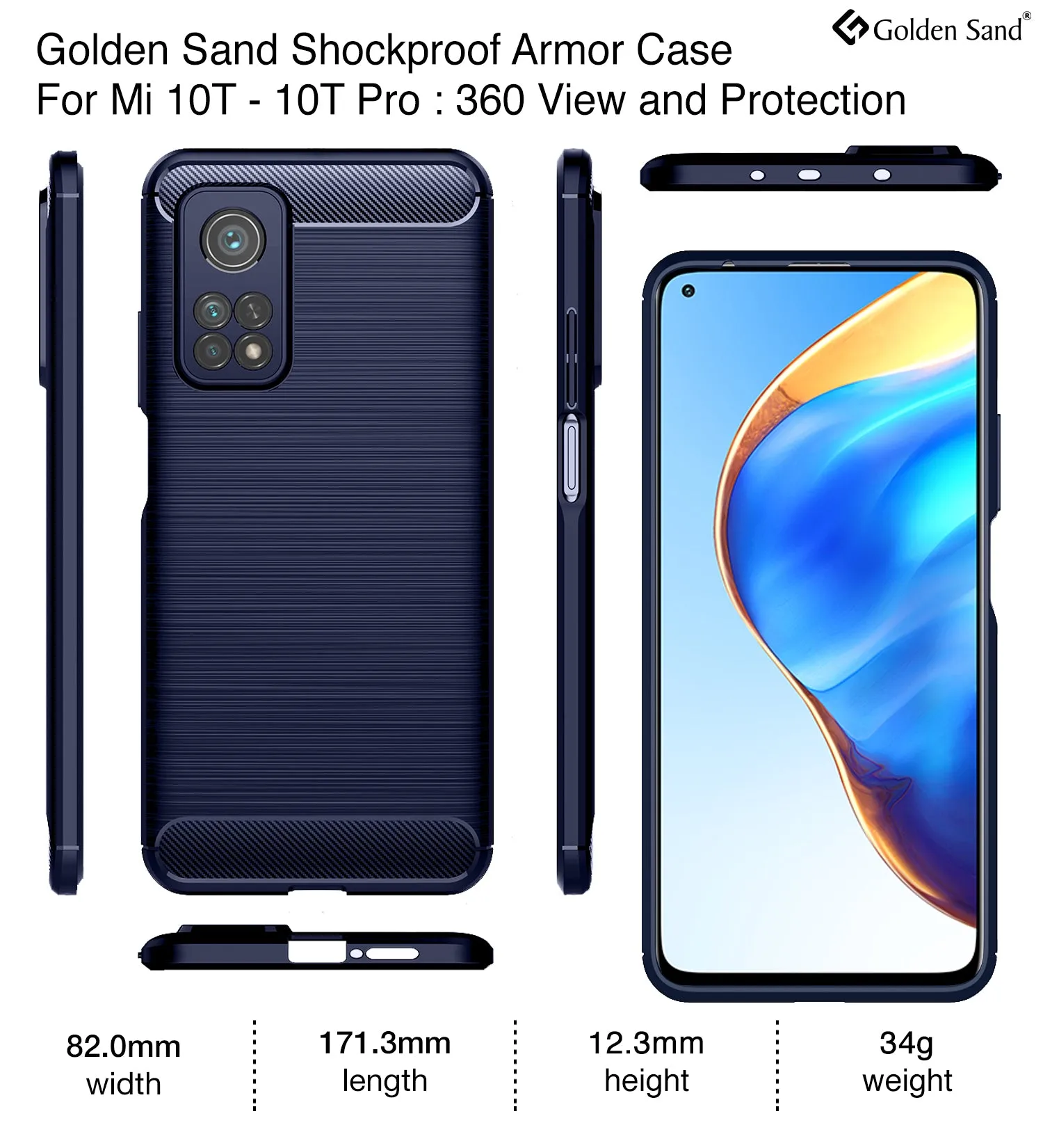 Carbon Fibre Series Shockproof Armor Back Cover for Xiaomi Mi 10T Pro, Mi10T, Blue