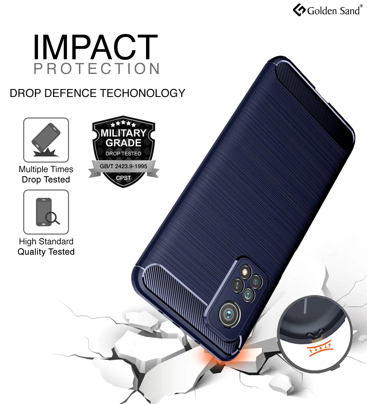 Carbon Fibre Series Shockproof Armor Back Cover for Xiaomi Mi 10T Pro, Mi10T, Blue