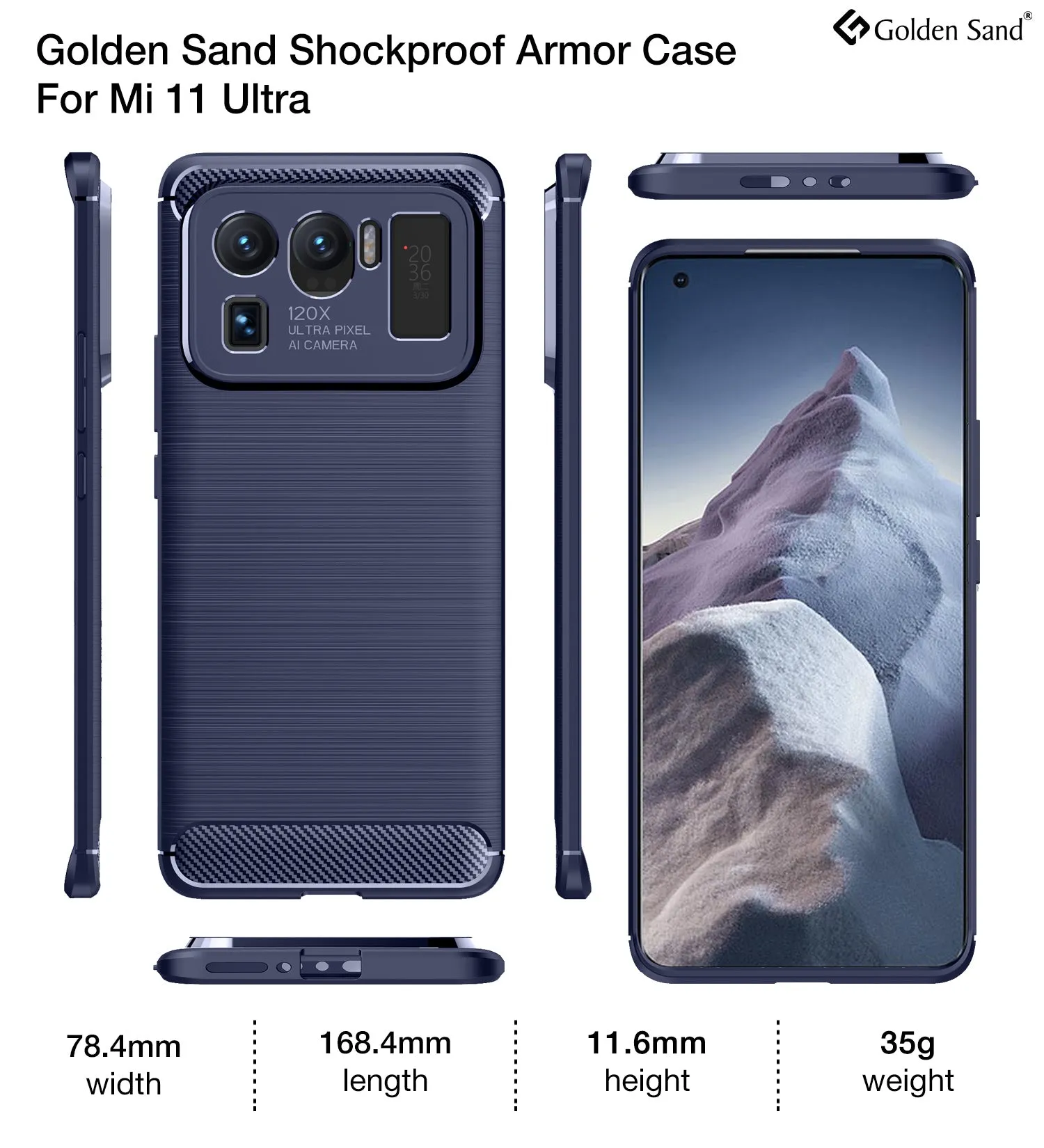Carbon Fibre Series Shockproof Armor Back Cover for Xiaomi Mi 11 Ultra, 6.81 inch, Blue