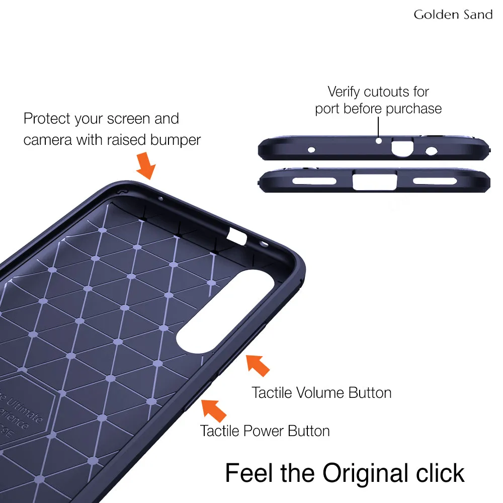 Carbon Fibre Series Shockproof Armor Back Cover for Xiaomi Mi A3 6.1 inch, Blue