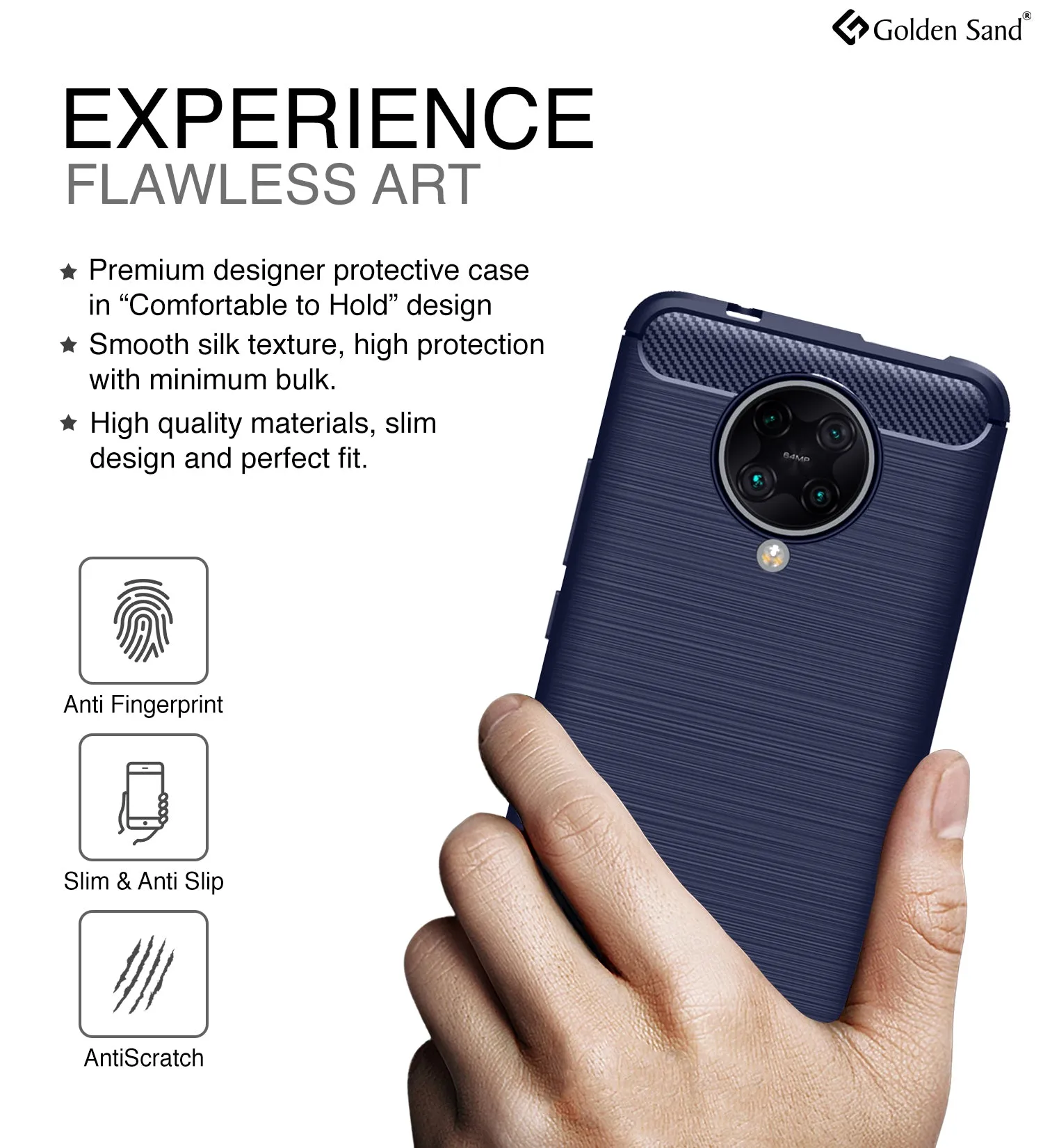 Carbon Fibre Series Shockproof Armor Back Cover for Xiaomi Poco F2 Pro 6.67 inch, Blue